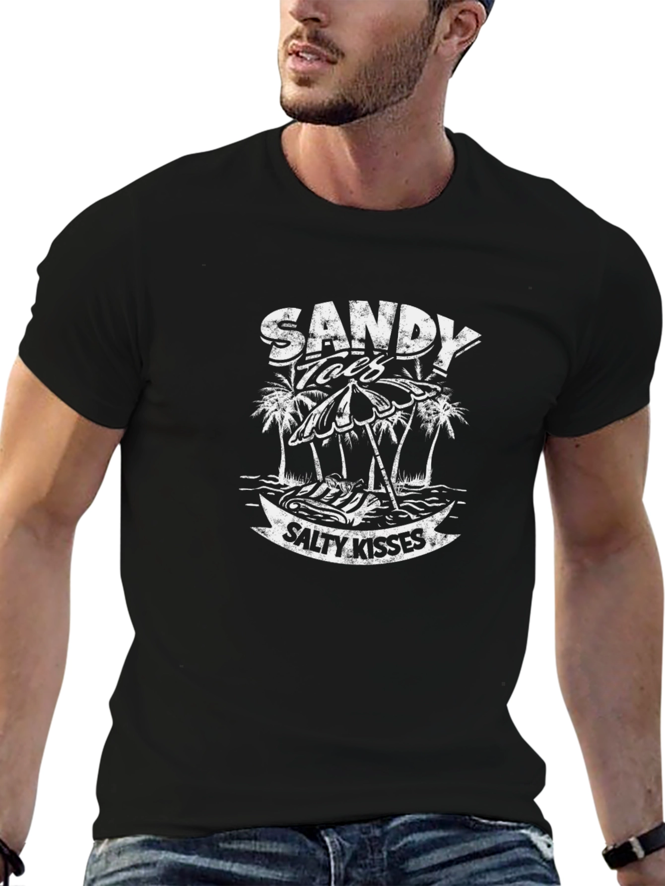 Sandy Toes Salty Kisses Black Graphic T-Shirt
