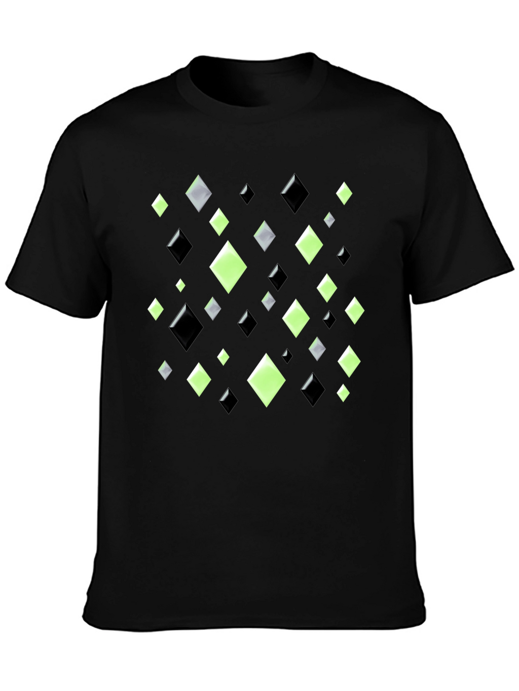 Geometric Diamond Pattern Black T-Shirt