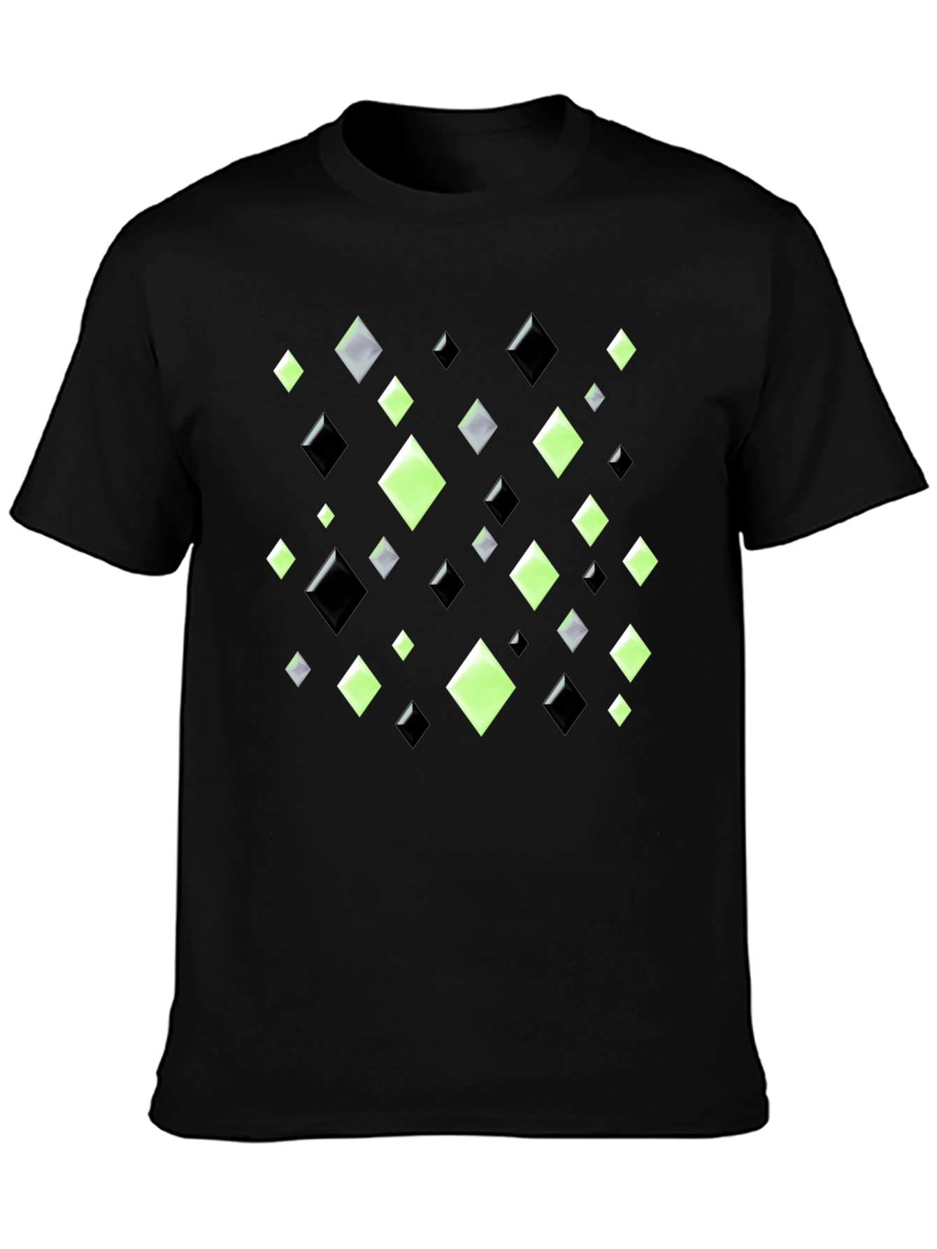Geometric Diamond Pattern Black T-Shirt