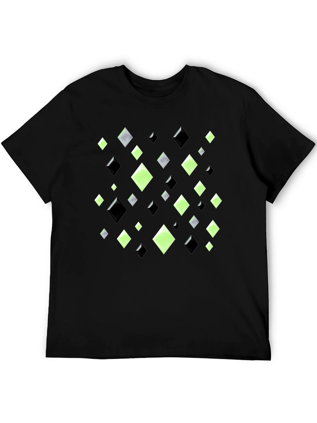 Geometric Diamond Pattern Black T-Shirt
