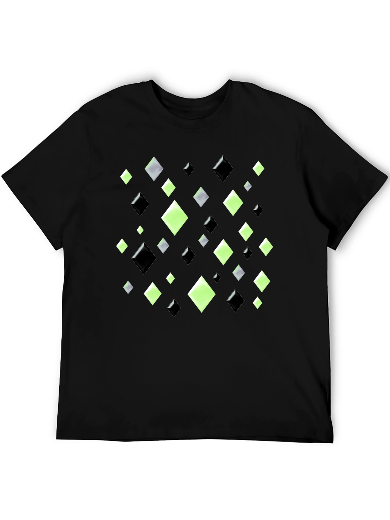 Geometric Diamond Pattern Black T-Shirt