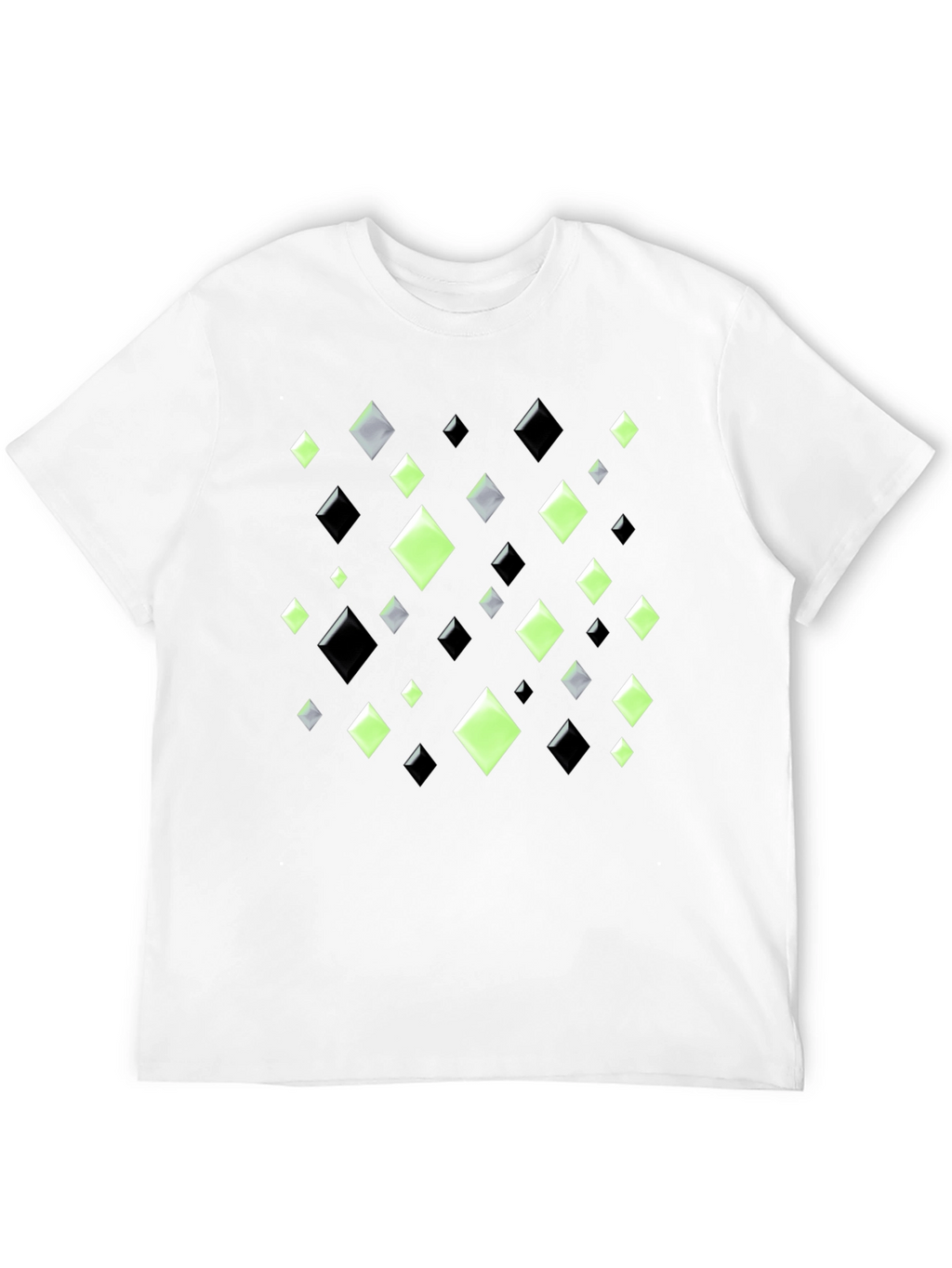 Geometric Diamond Pattern Black T-Shirt