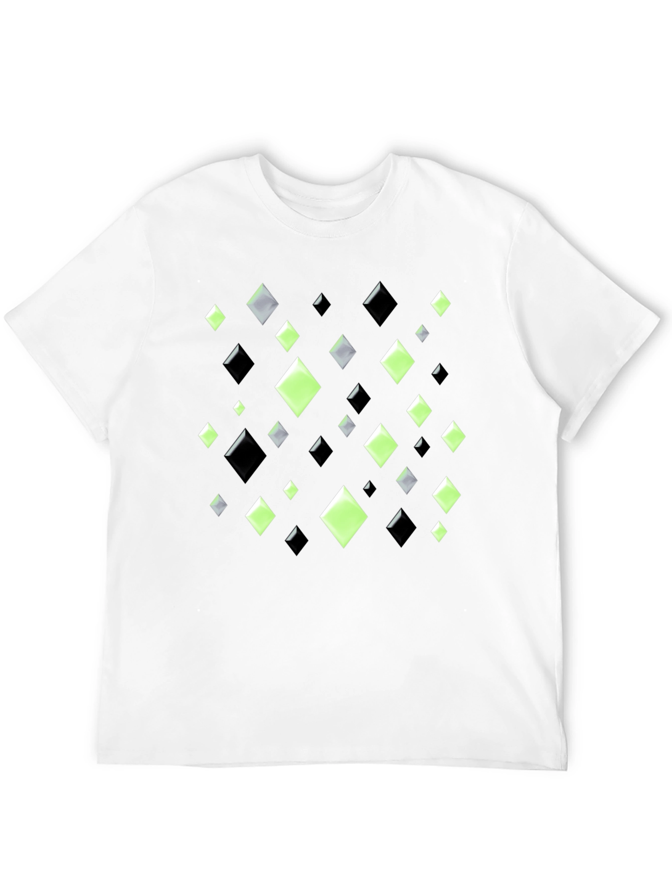 Geometric Diamond Pattern Black T-Shirt