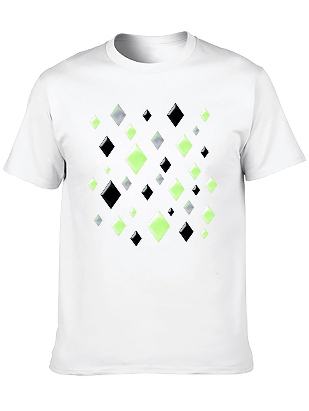 Geometric Diamond Pattern Black T-Shirt