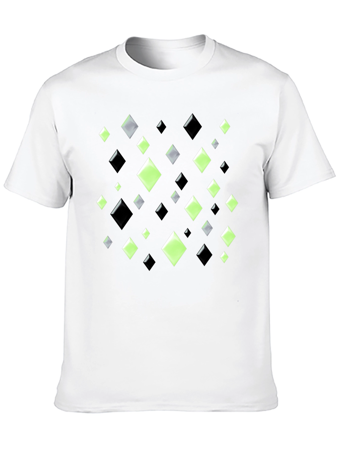 Geometric Diamond Pattern Black T-Shirt