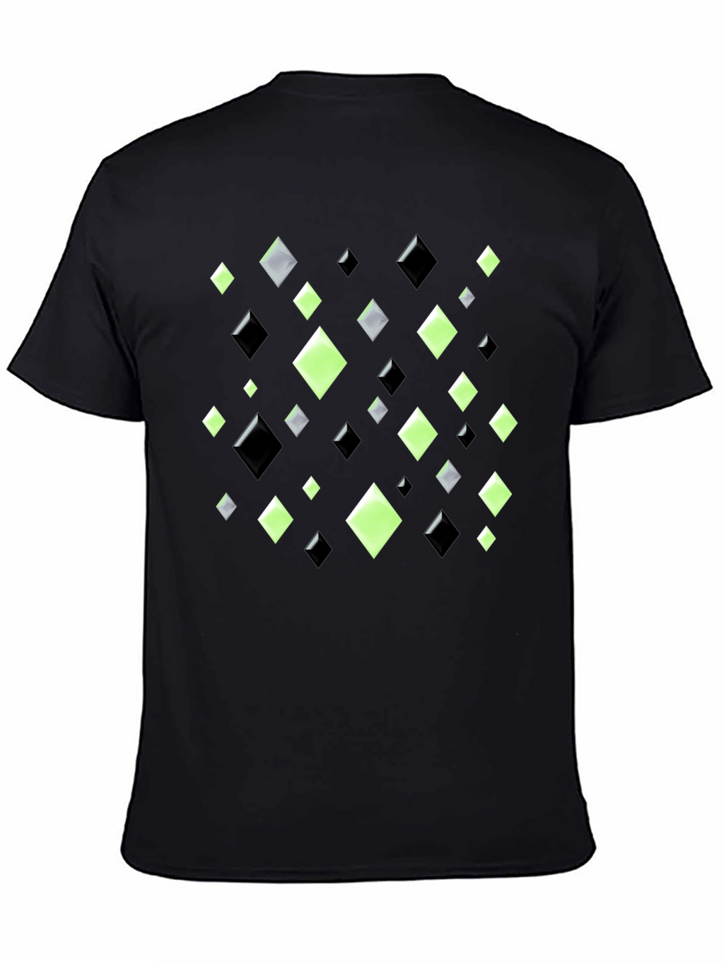 Geometric Diamond Pattern Black T-Shirt