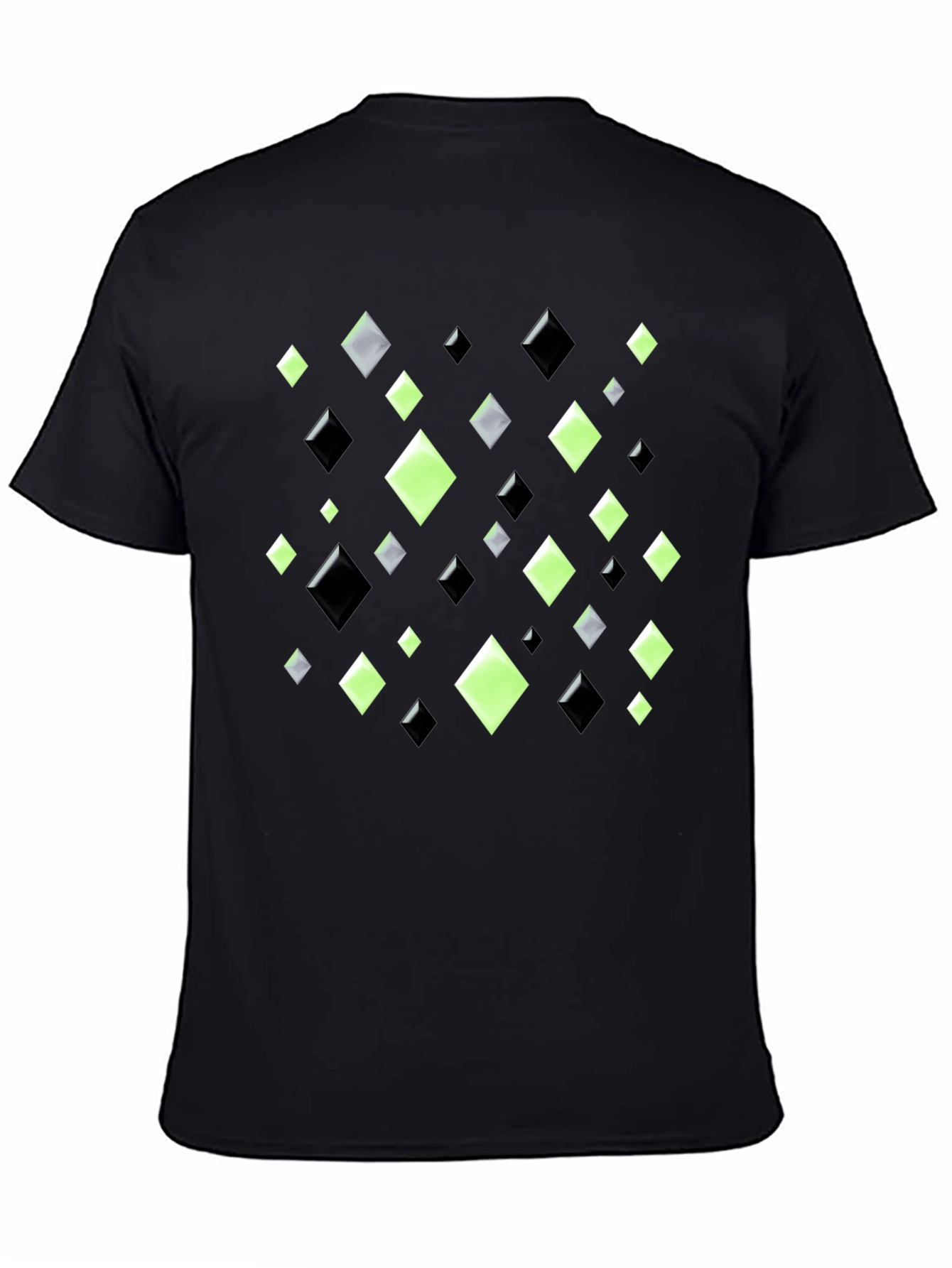 Geometric Diamond Pattern Black T-Shirt