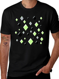 Geometric Diamond Pattern Black T-Shirt