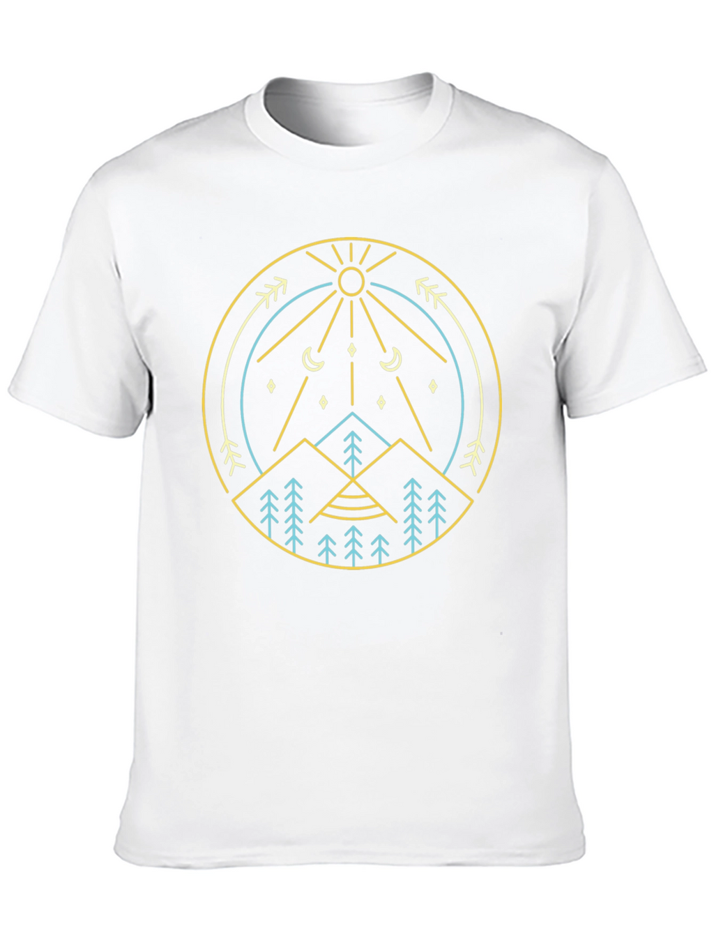 Geometric Nature Graphic Tee - Mountain Sun Design