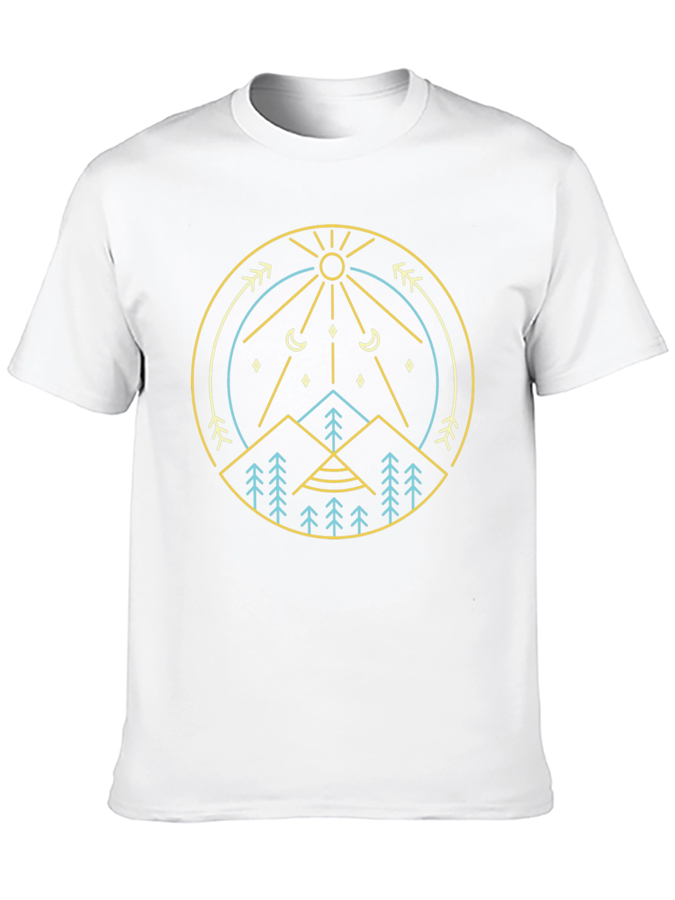 Geometric Nature Graphic Tee - Mountain Sun Design