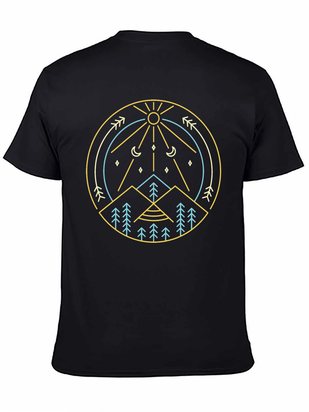 Geometric Nature Graphic Tee - Mountain Sun Design