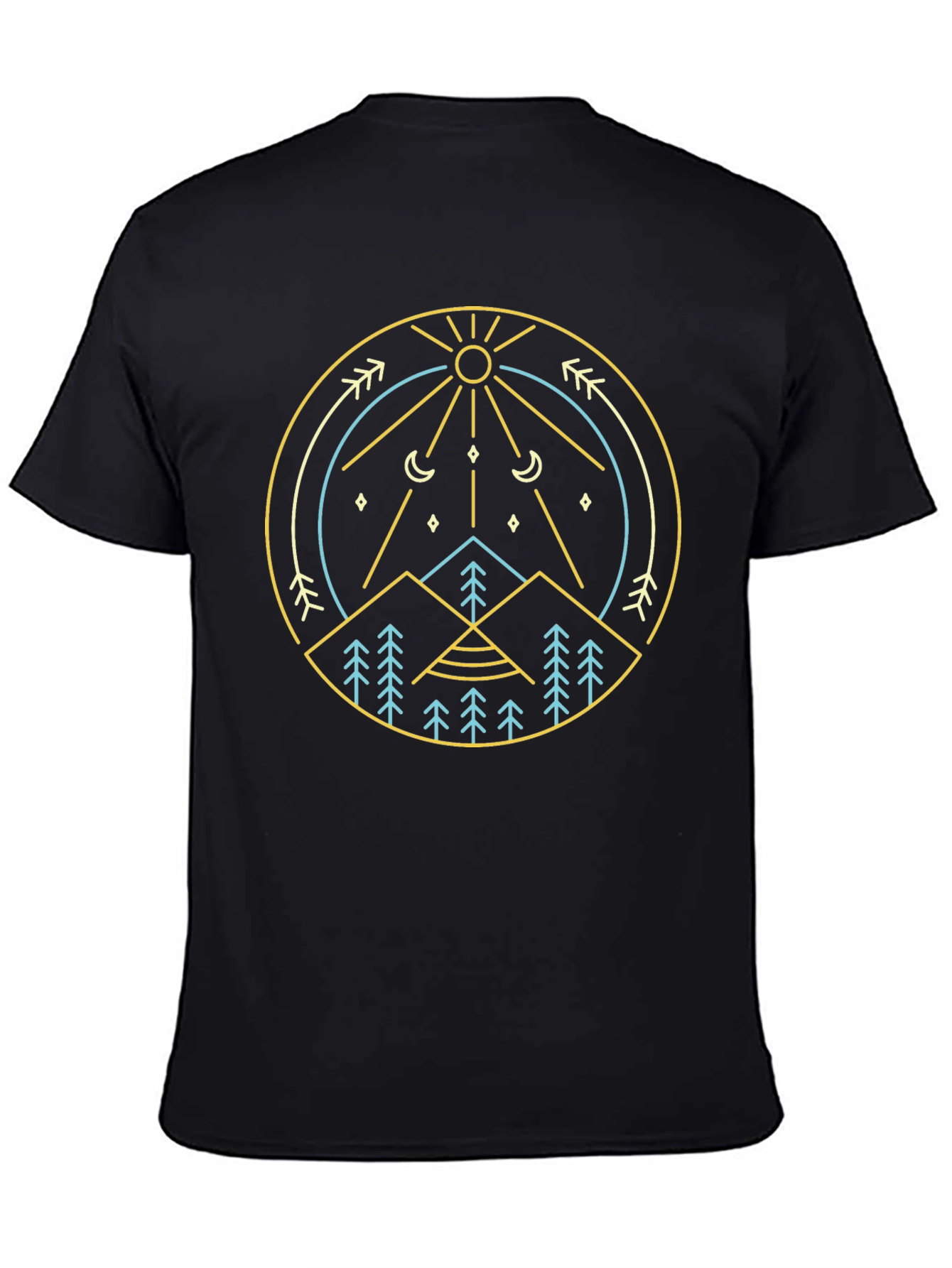 Geometric Nature Graphic Tee - Mountain Sun Design