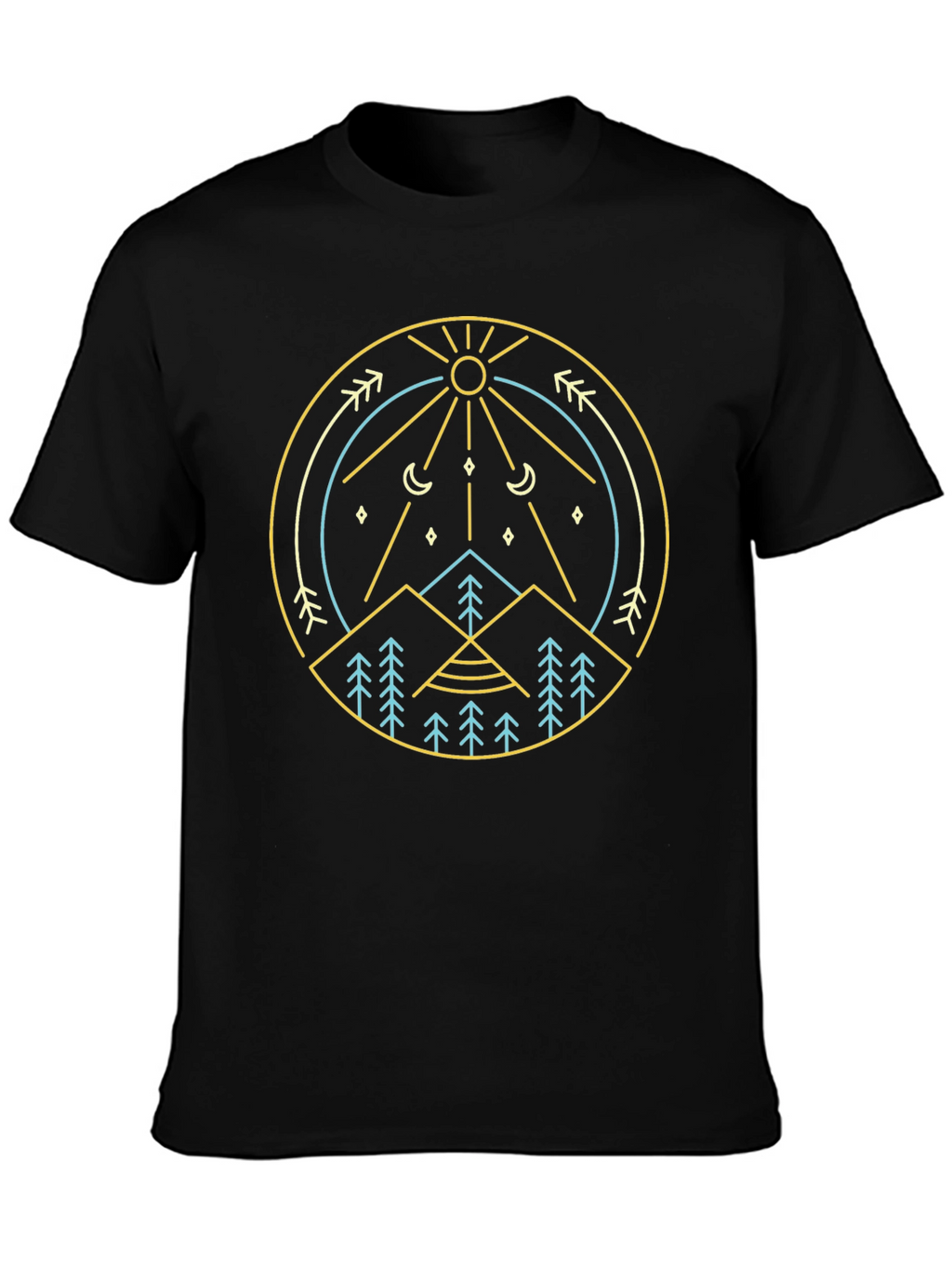 Geometric Nature Graphic Tee - Mountain Sun Design