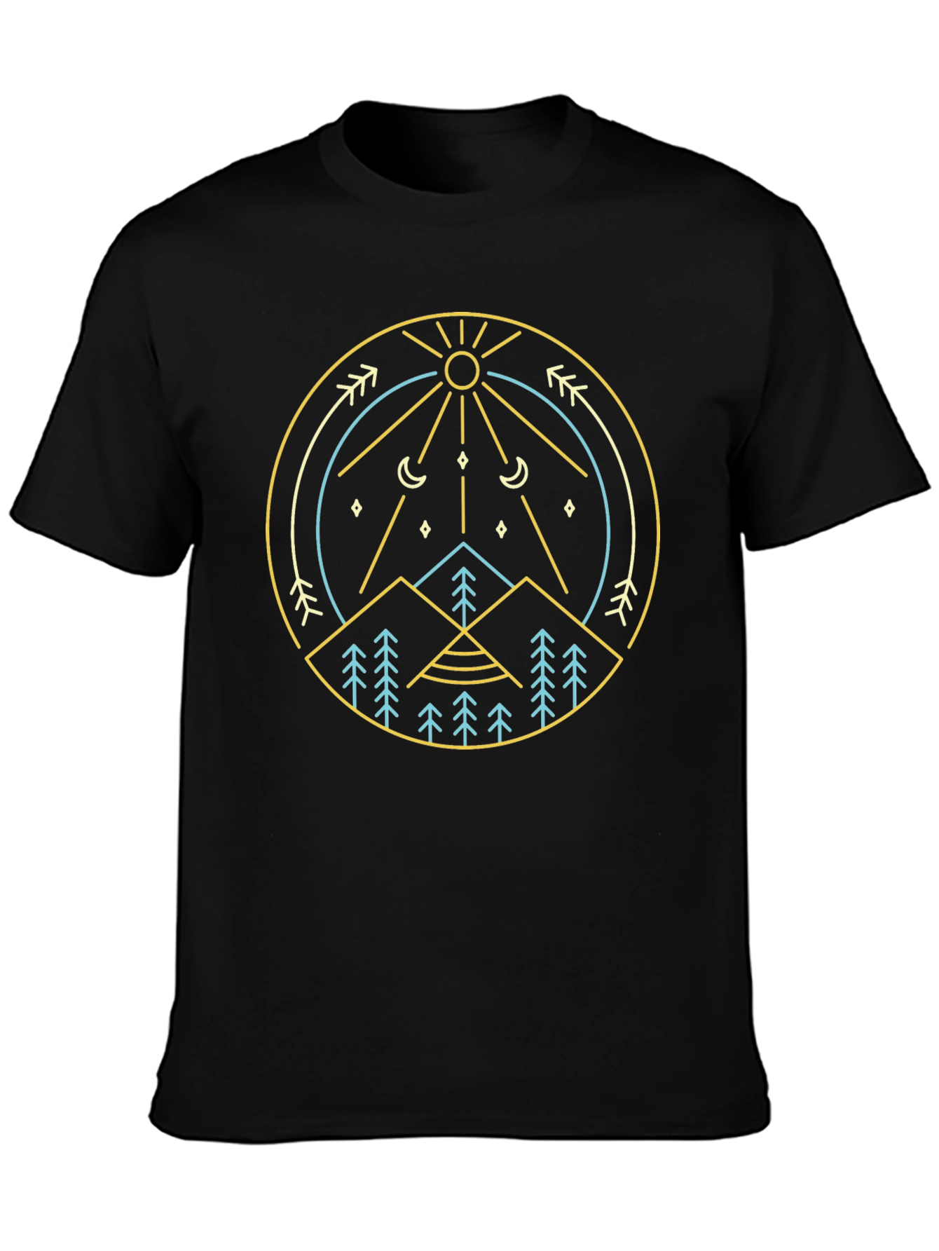 Geometric Nature Graphic Tee - Mountain Sun Design