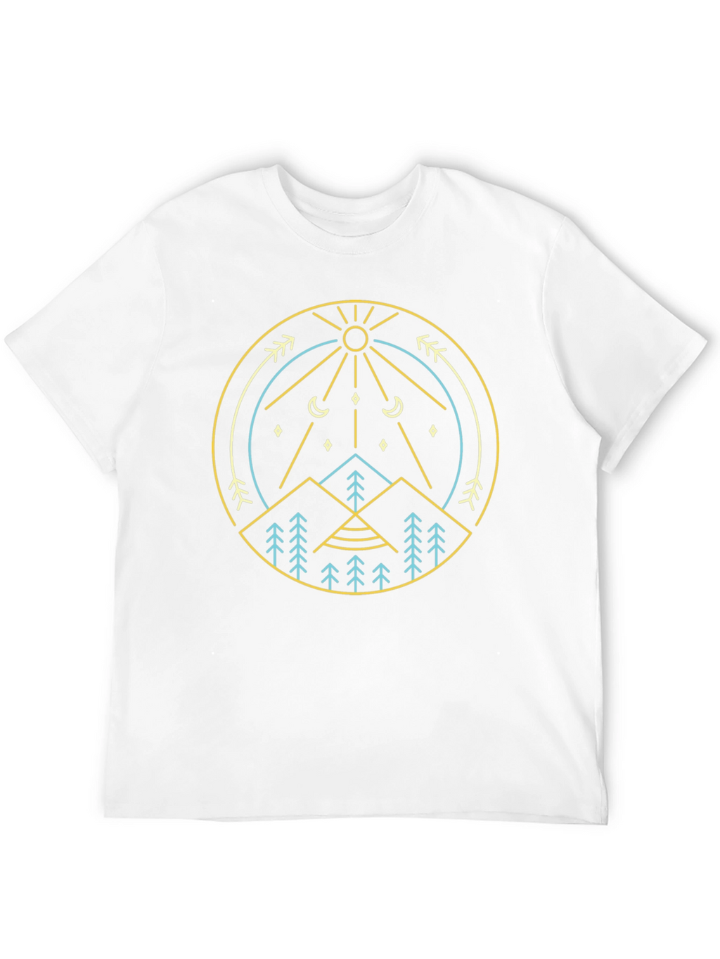 Geometric Nature Graphic Tee - Mountain Sun Design