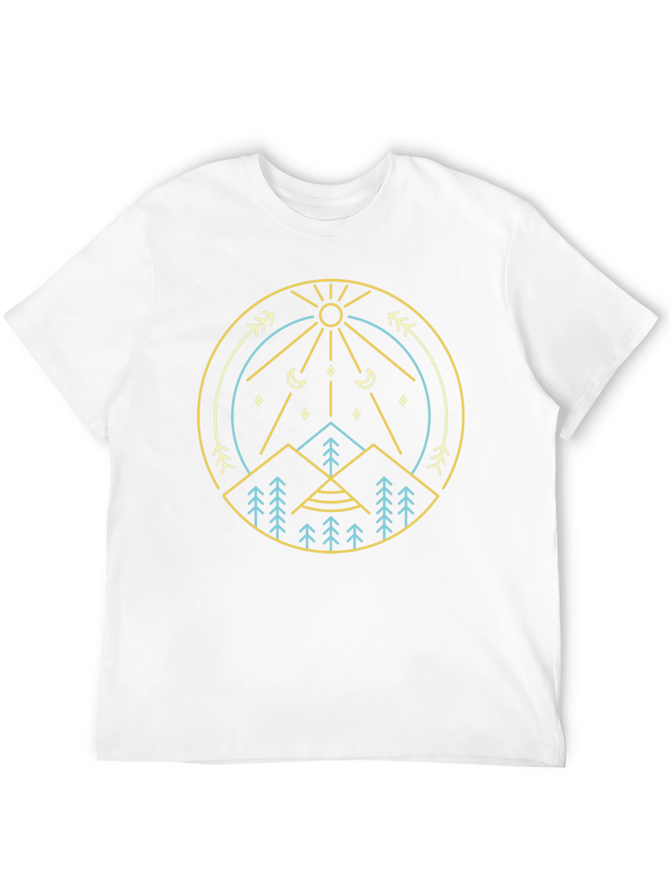 Geometric Nature Graphic Tee - Mountain Sun Design