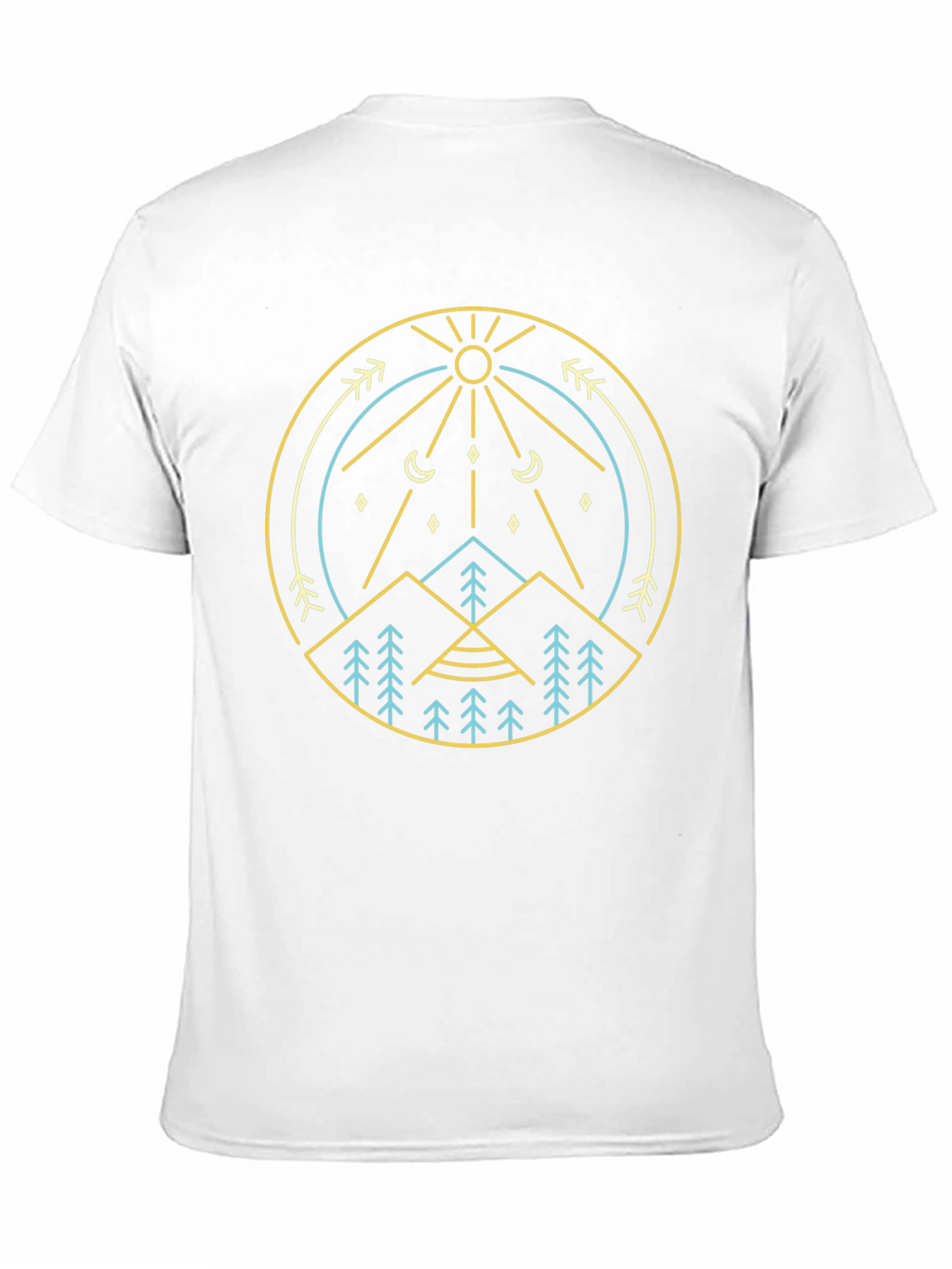 Geometric Nature Graphic Tee - Mountain Sun Design