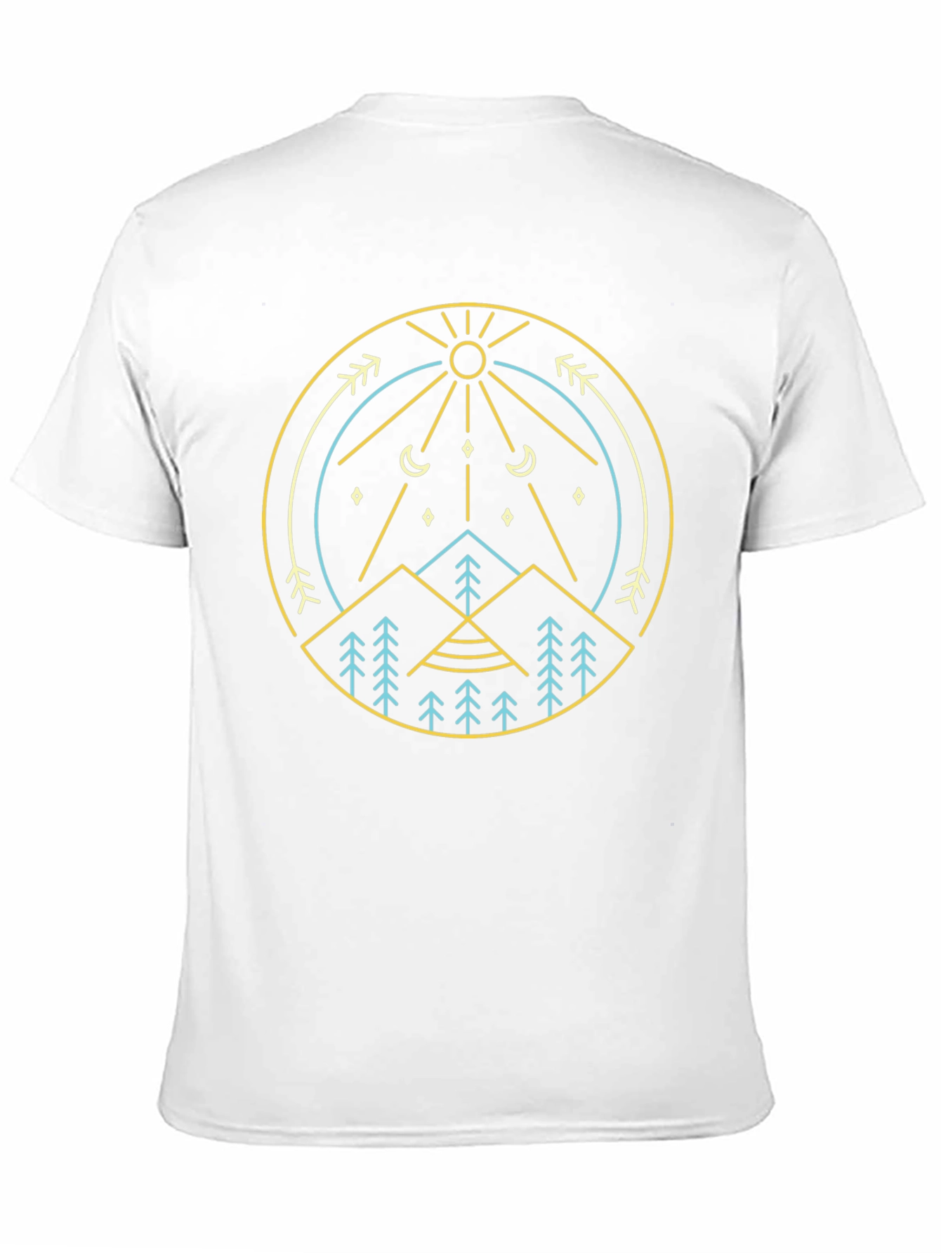 Geometric Nature Graphic Tee - Mountain Sun Design