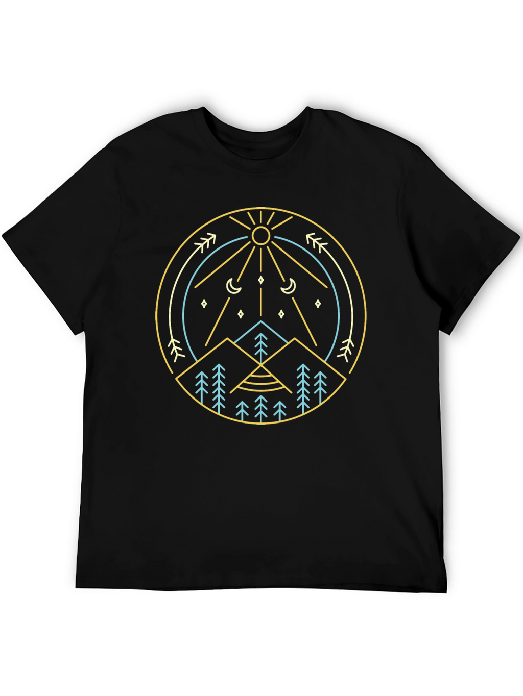Geometric Nature Graphic Tee - Mountain Sun Design