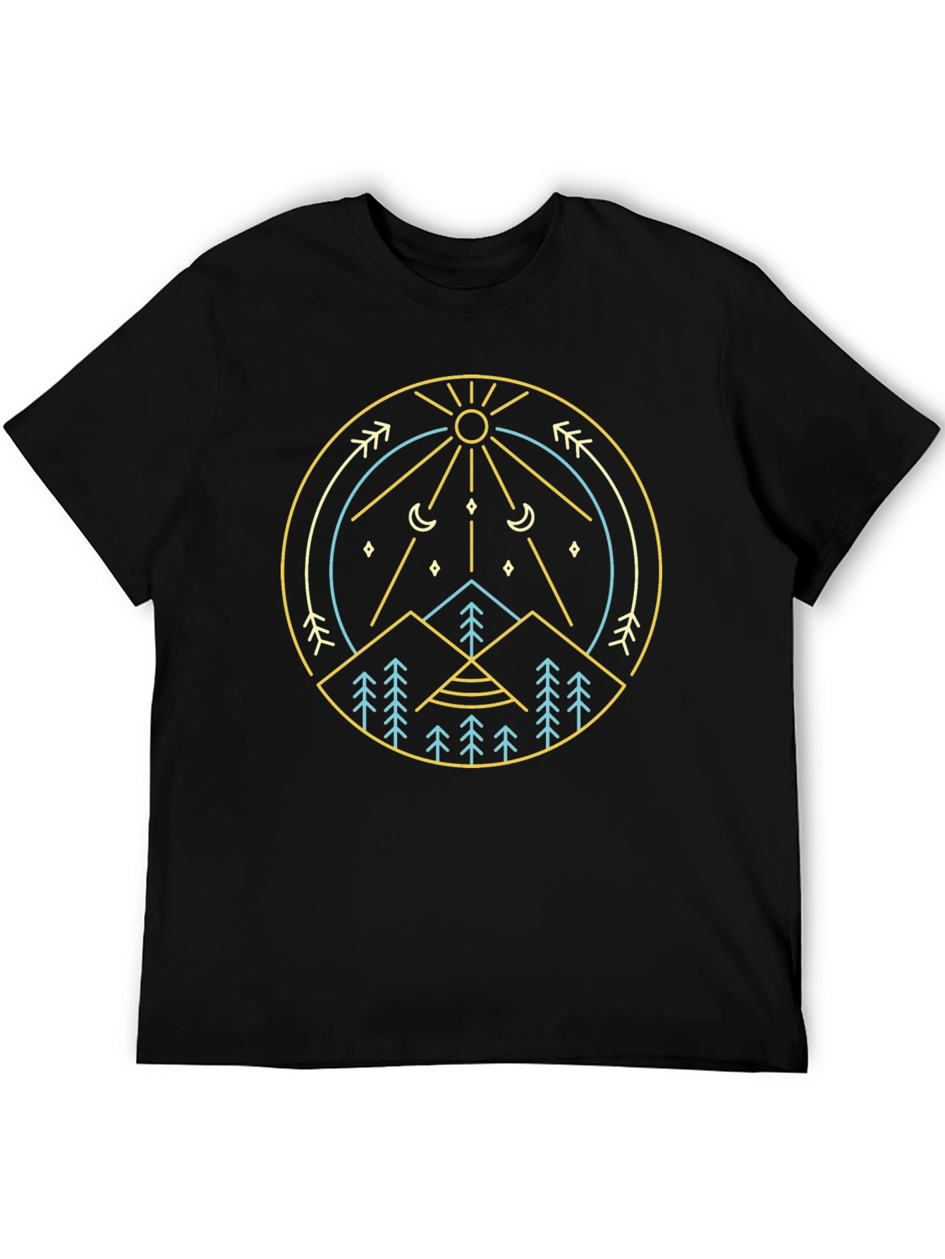 Geometric Nature Graphic Tee - Mountain Sun Design