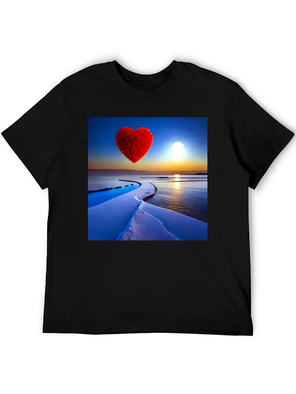 Heart Landscape Graphic Tee - Black Casual Shirt