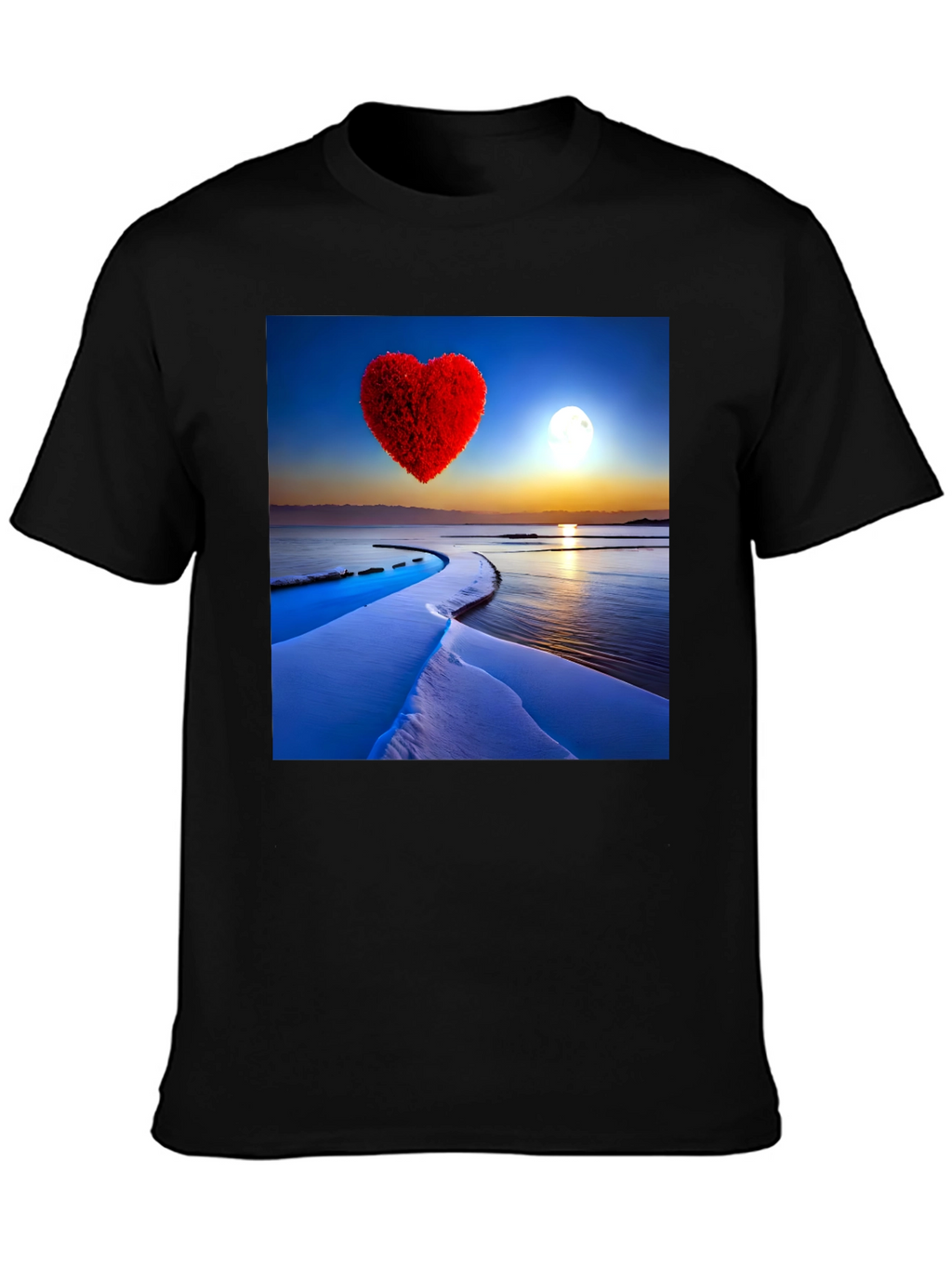 Heart Landscape Graphic Tee - Black Casual Shirt