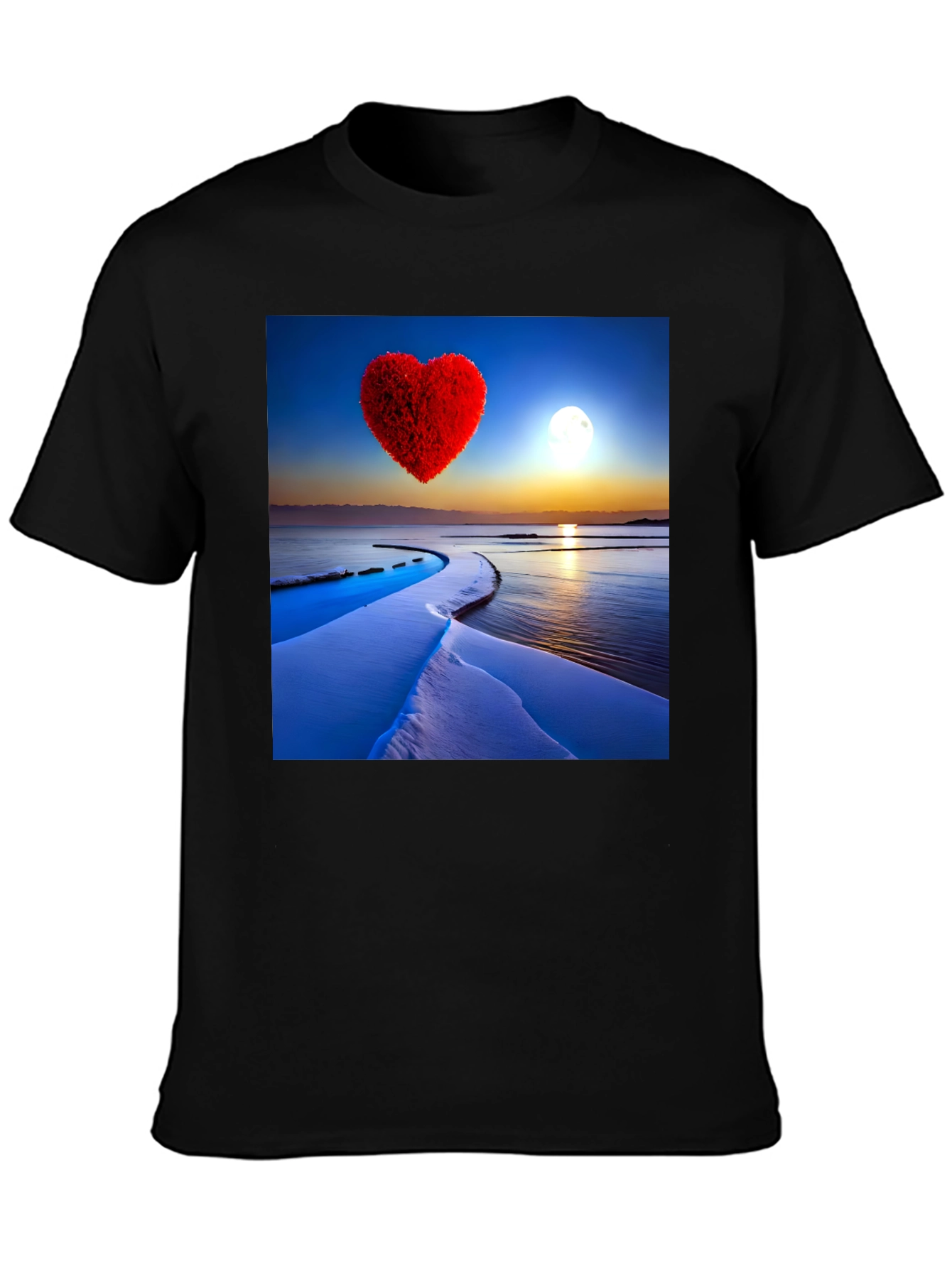 Heart Landscape Graphic Tee - Black Casual Shirt