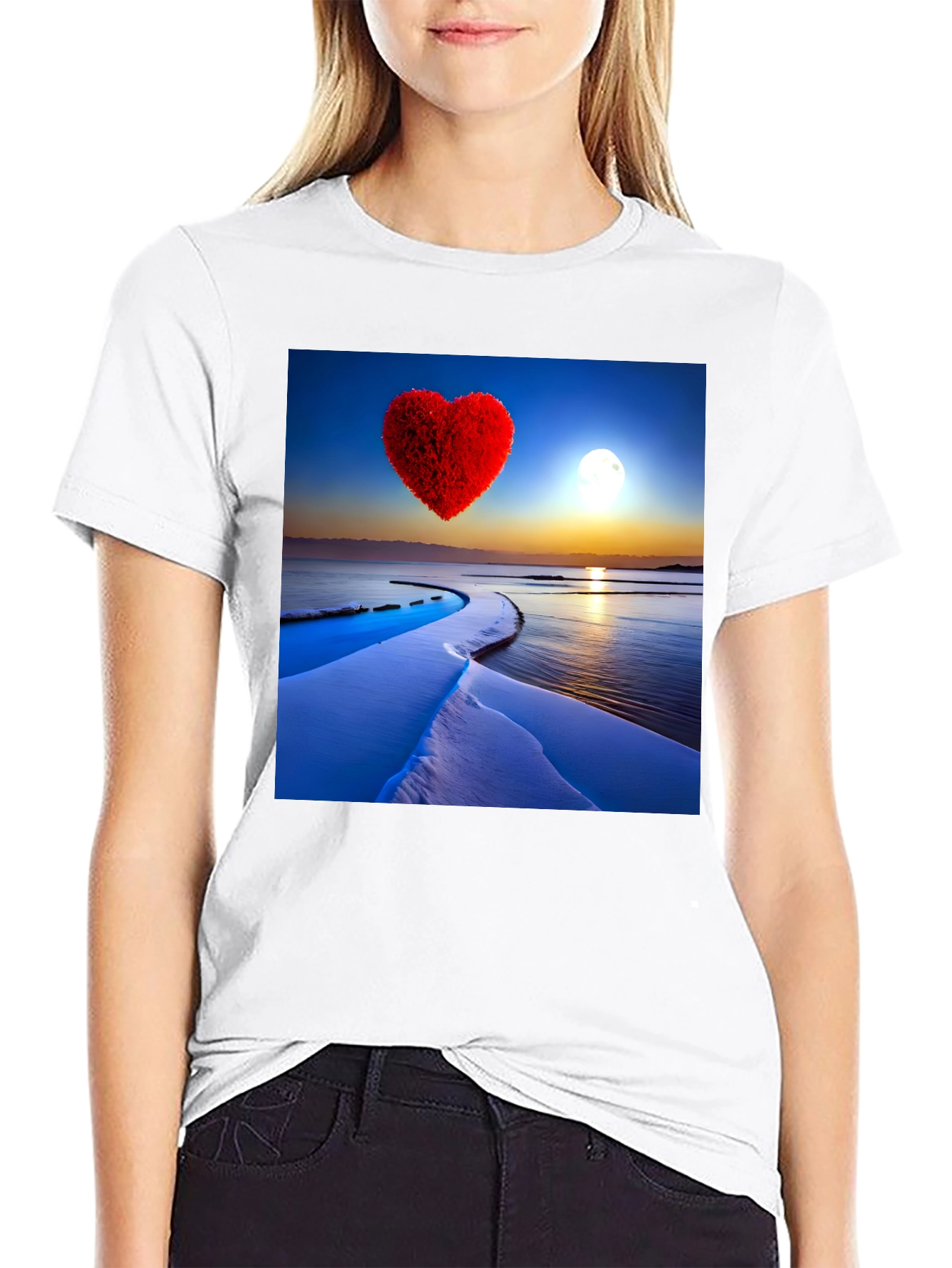 Heart Landscape Graphic Tee - Black Casual Shirt