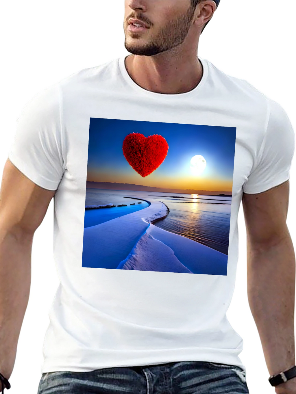 Heart Landscape Graphic Tee - Black Casual Shirt