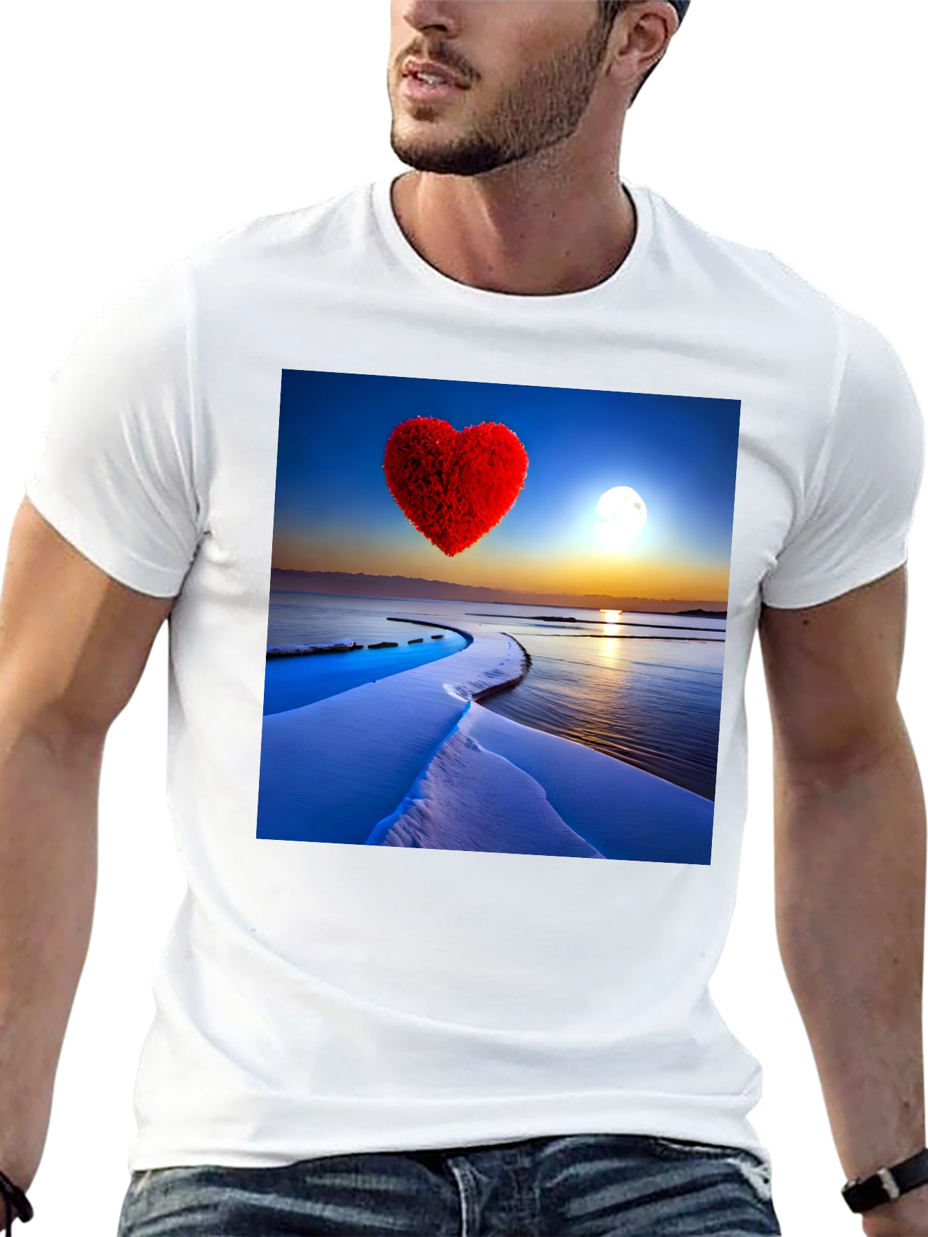 Heart Landscape Graphic Tee - Black Casual Shirt