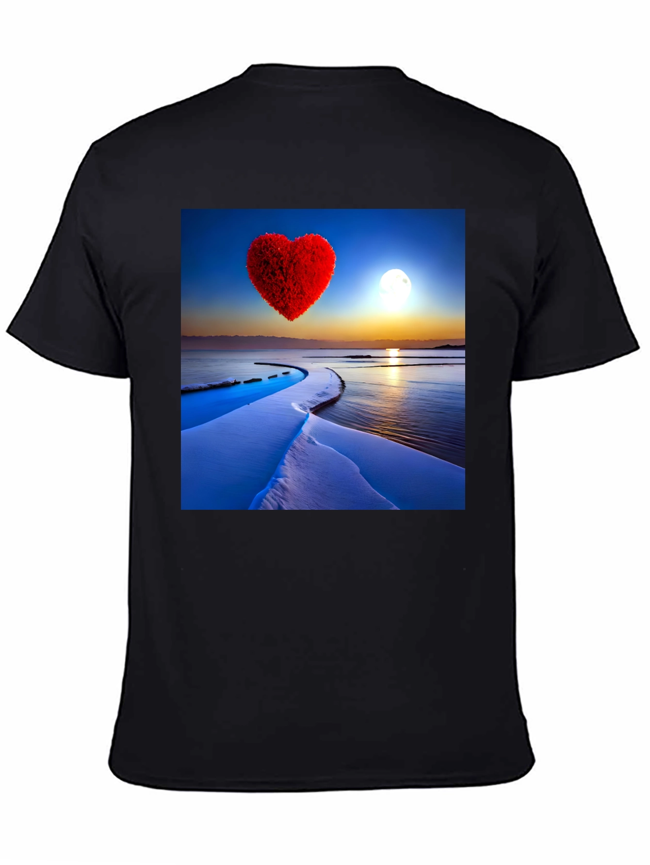 Heart Landscape Graphic Tee - Black Casual Shirt