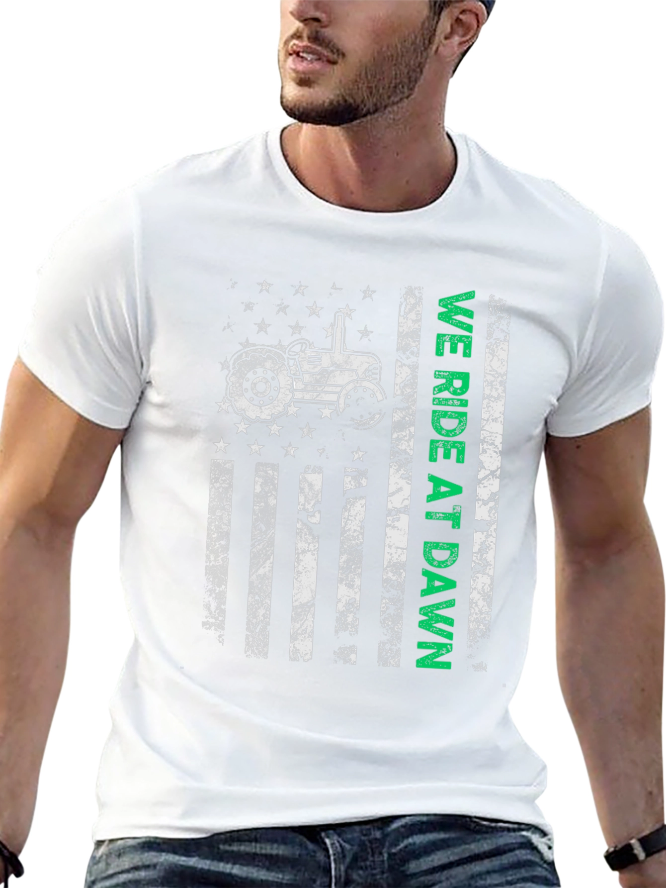 We Ride at Dawn Tractor Graphic T-Shirt