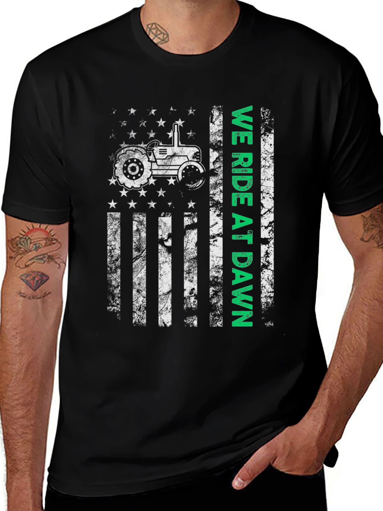 We Ride at Dawn Tractor Graphic T-Shirt