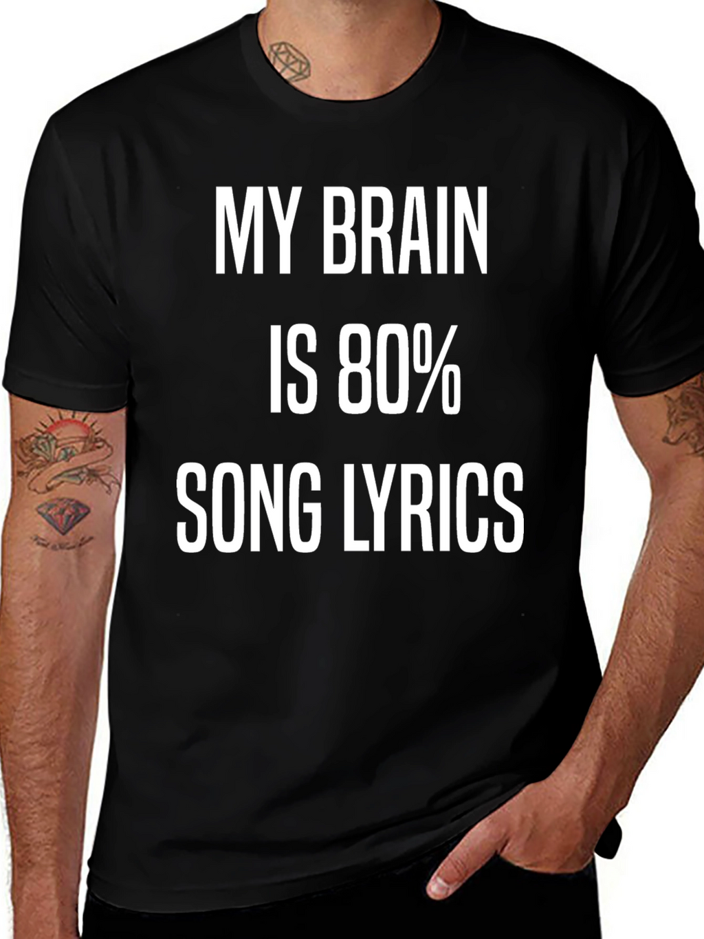 Funny My Brain is 80% Song Lyrics Graphic Tee