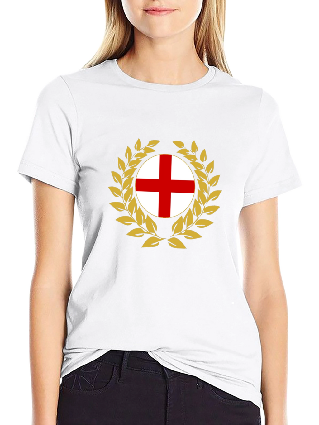England Flag Wreath Black T-Shirt