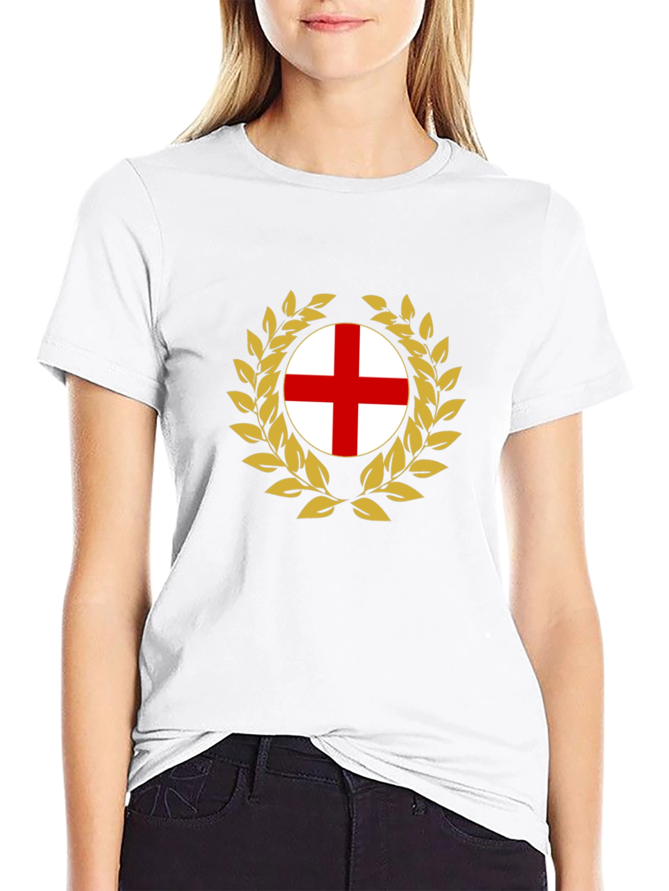 England Flag Wreath Black T-Shirt