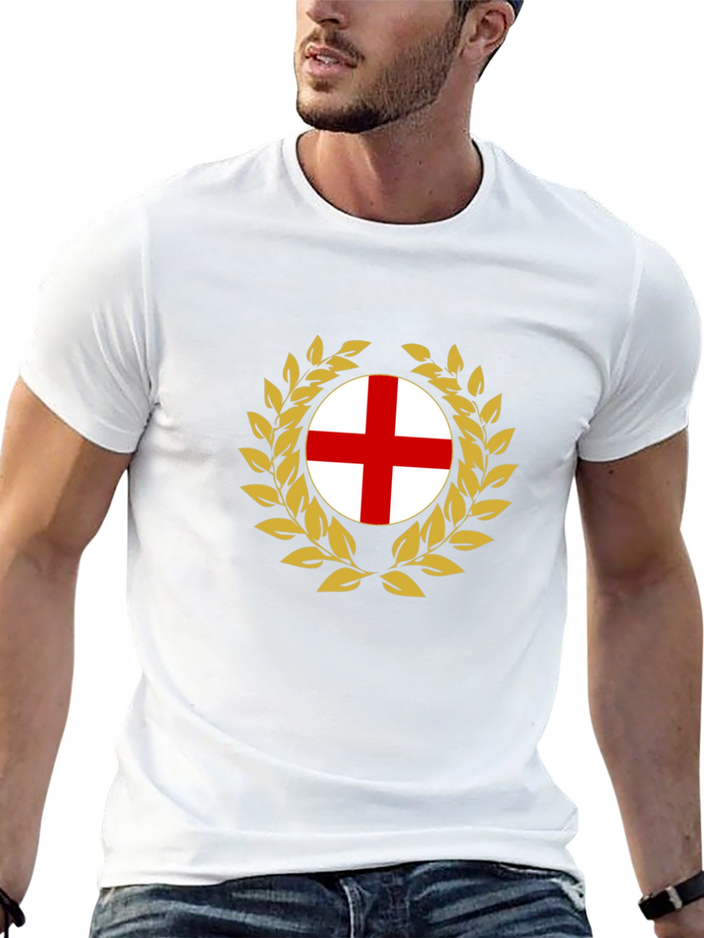 England Flag Wreath Black T-Shirt