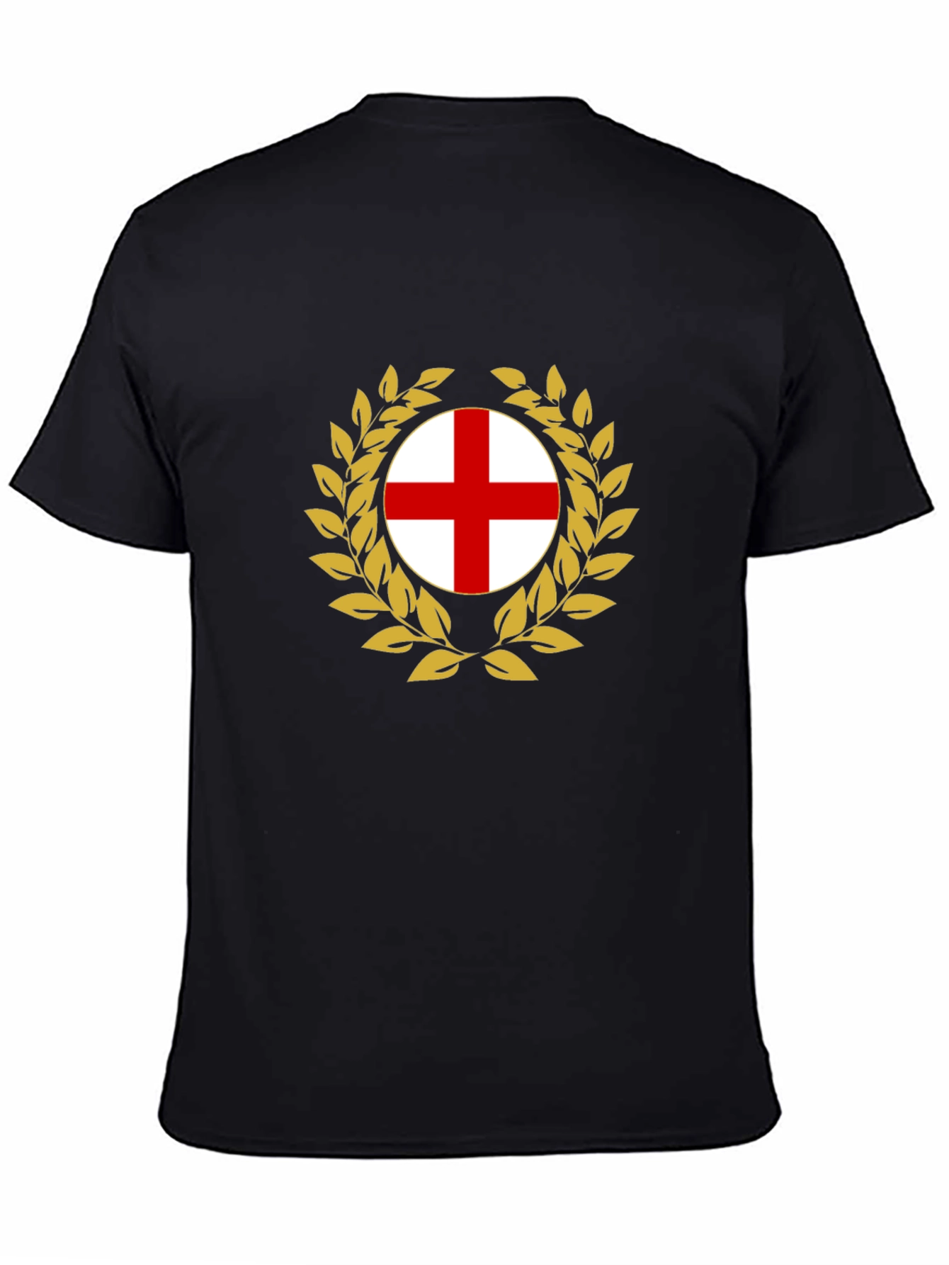 England Flag Wreath Black T-Shirt