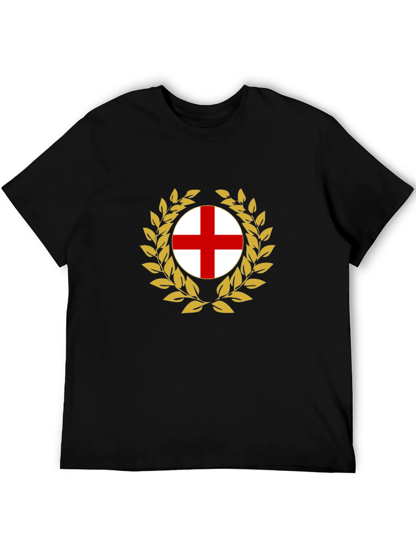 England Flag Wreath Black T-Shirt
