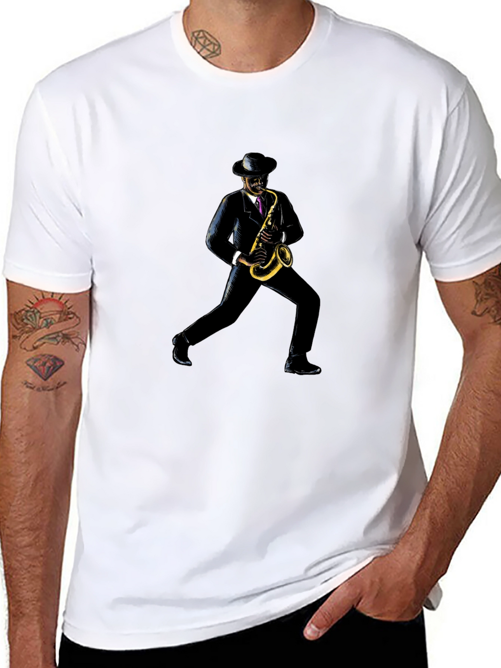 Saxophone Player Black T-Shirt