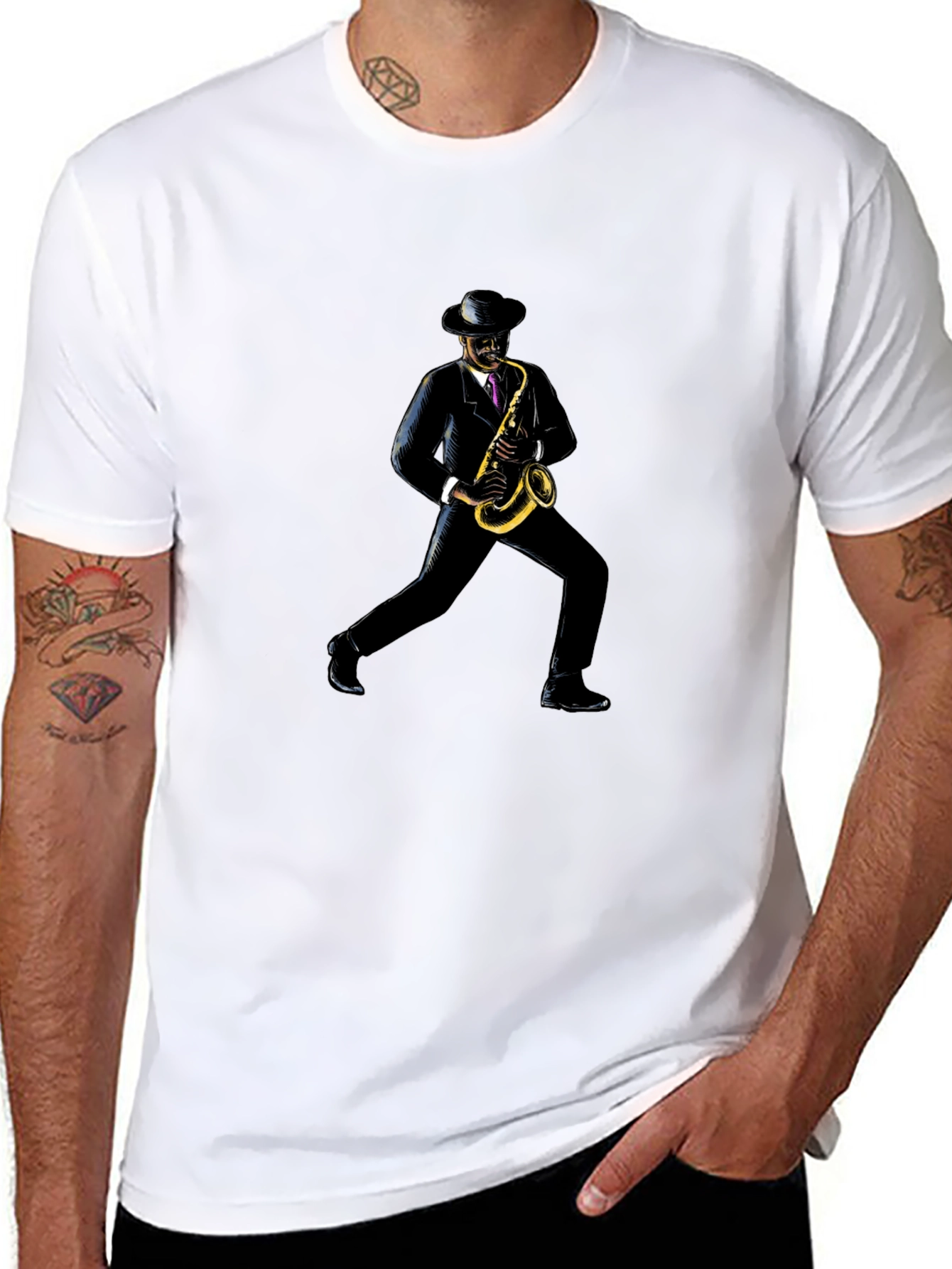Saxophone Player Black T-Shirt
