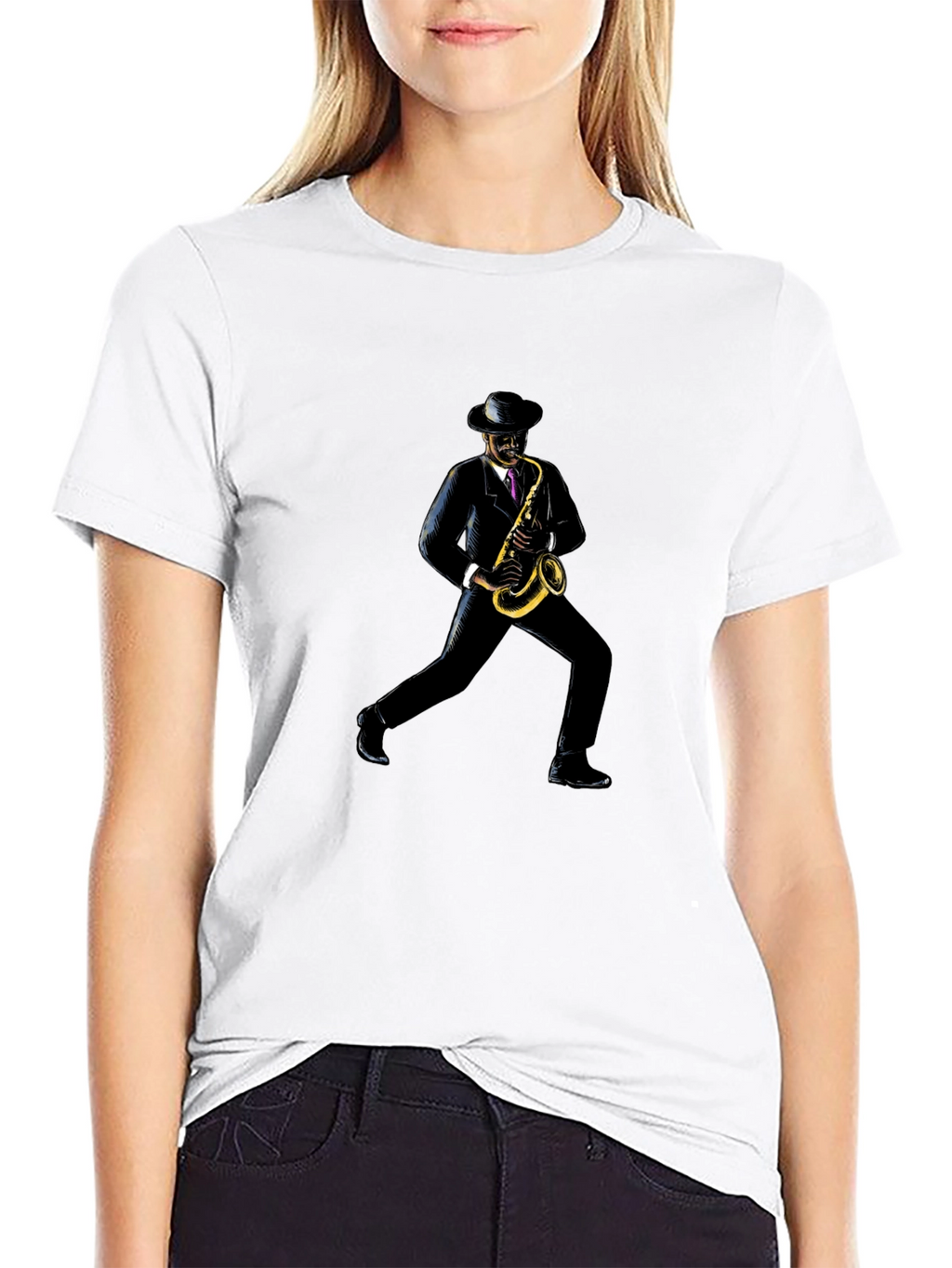 Saxophone Player Black T-Shirt