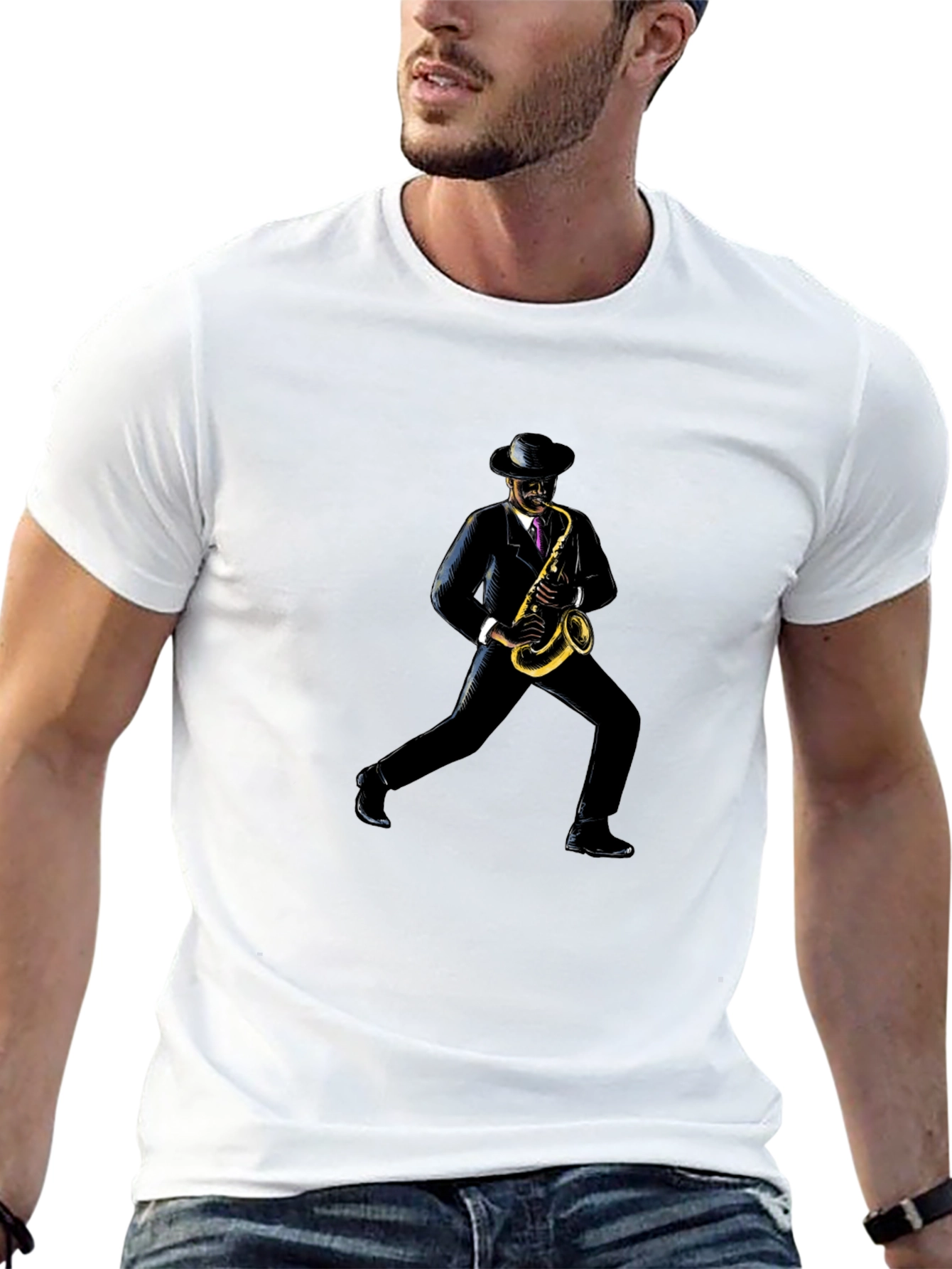 Saxophone Player Black T-Shirt