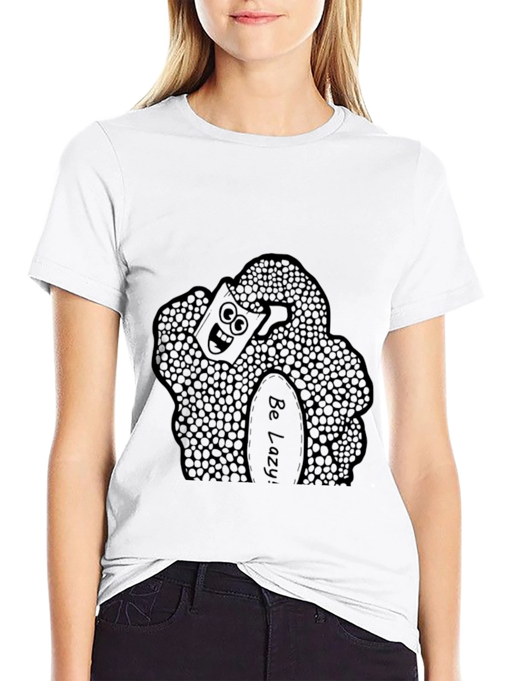 Funny Be Lazy Graphic Print Black T-Shirt