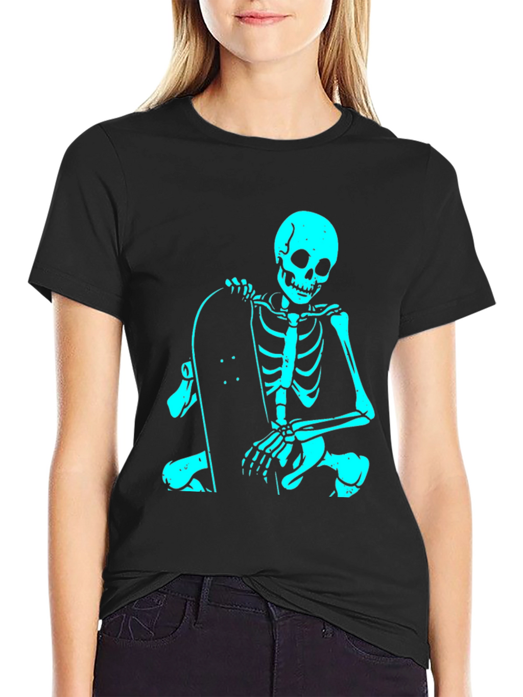 Skeleton Skateboarder Black T-Shirt