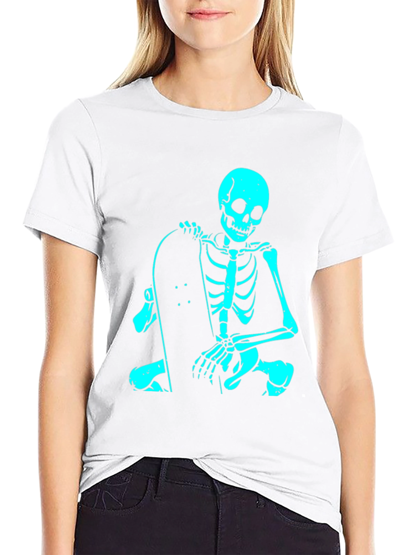 Skeleton Skateboarder Black T-Shirt