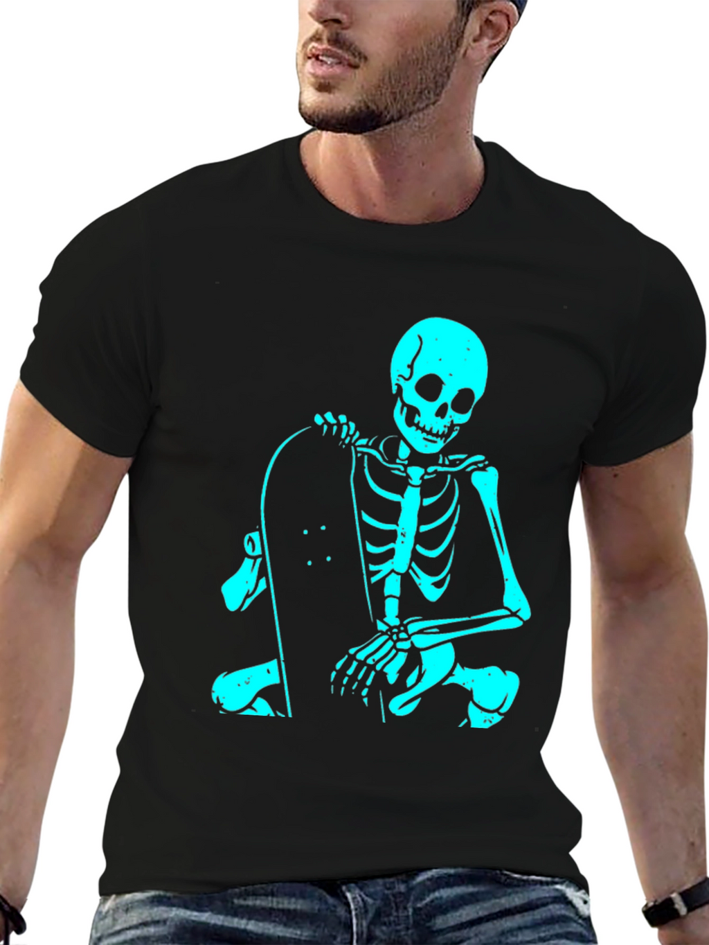 Skeleton Skateboarder Black T-Shirt