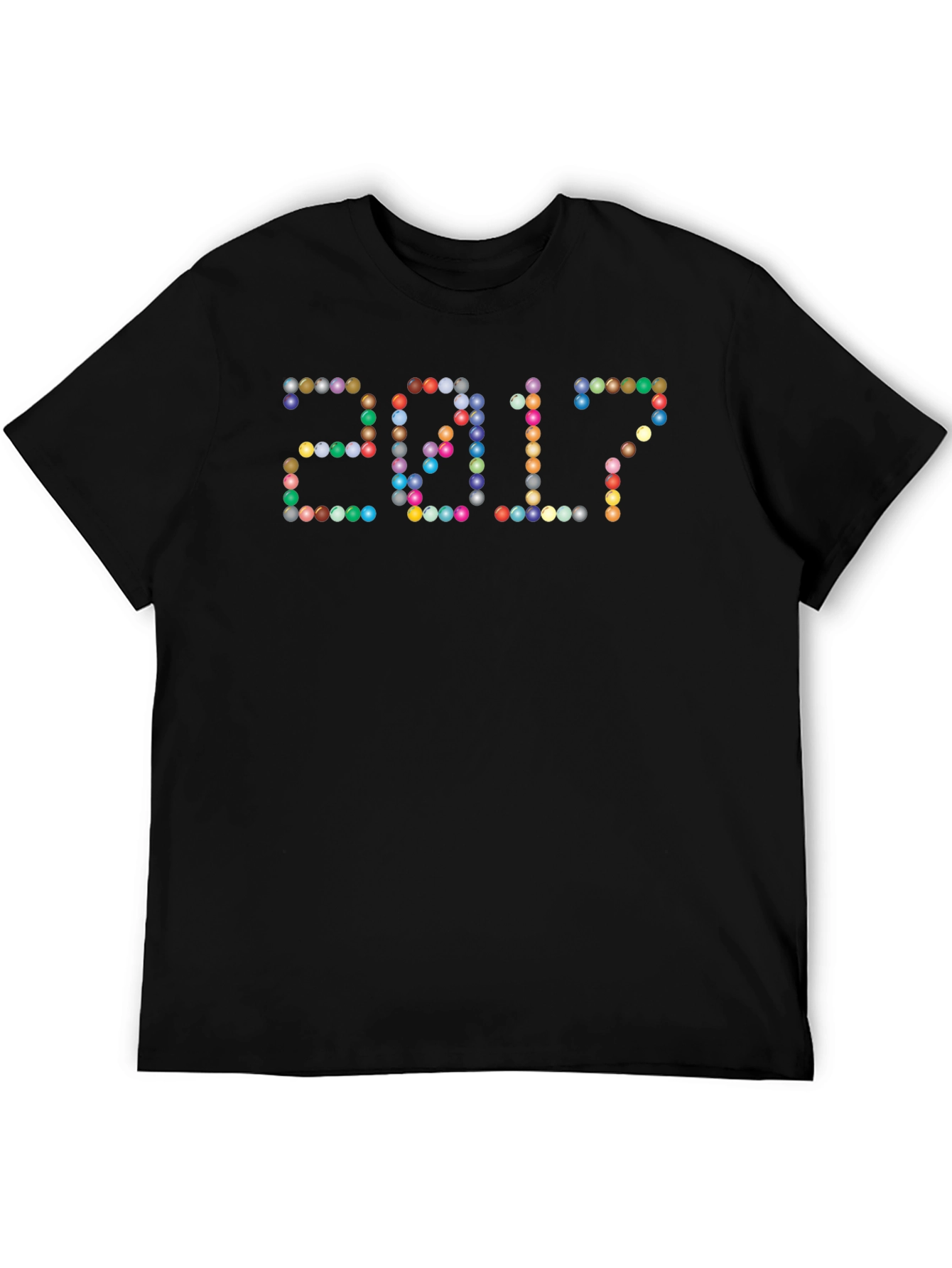2017 Colorful Beads Black T-Shirt