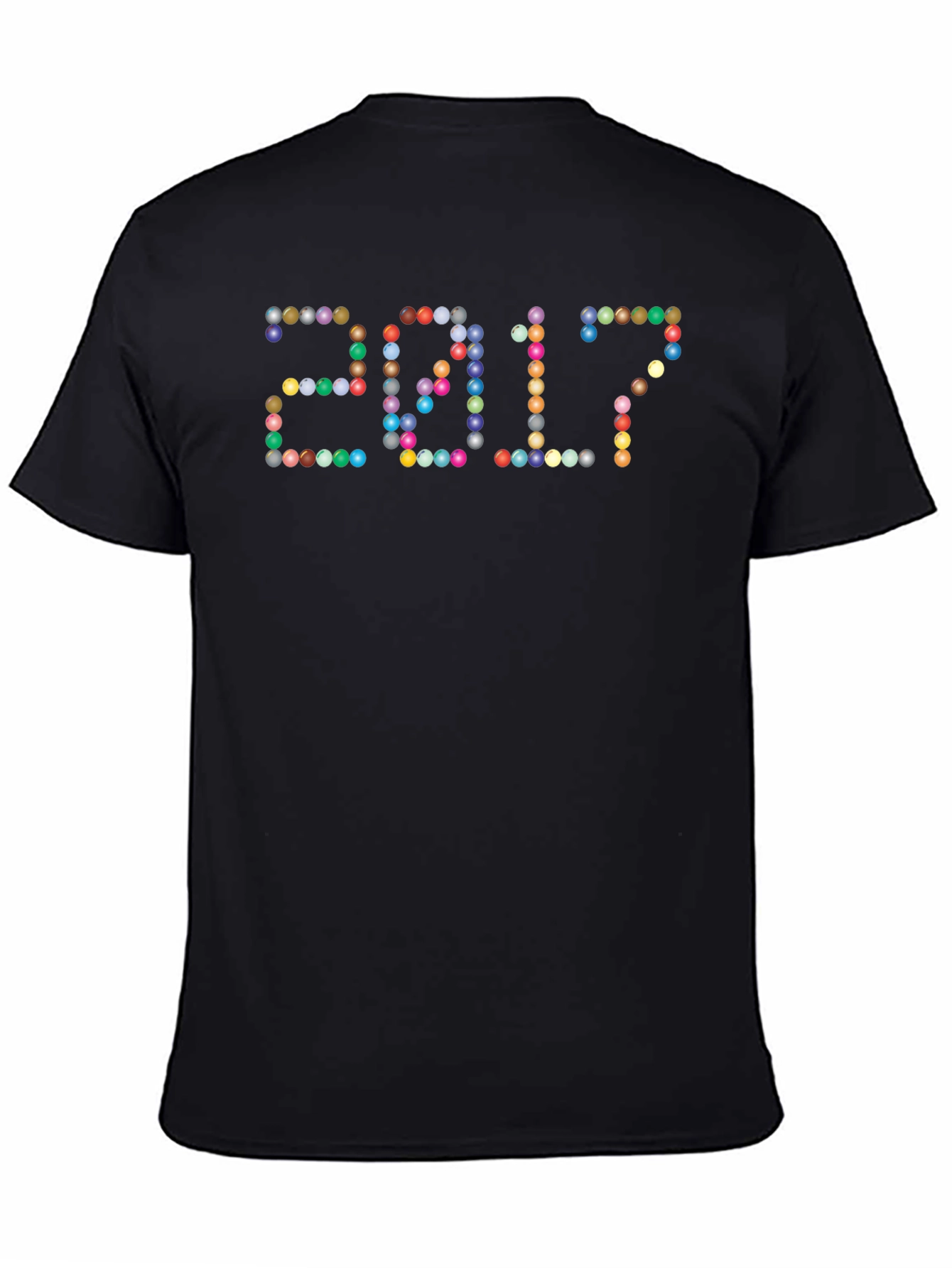 2017 Colorful Beads Black T-Shirt