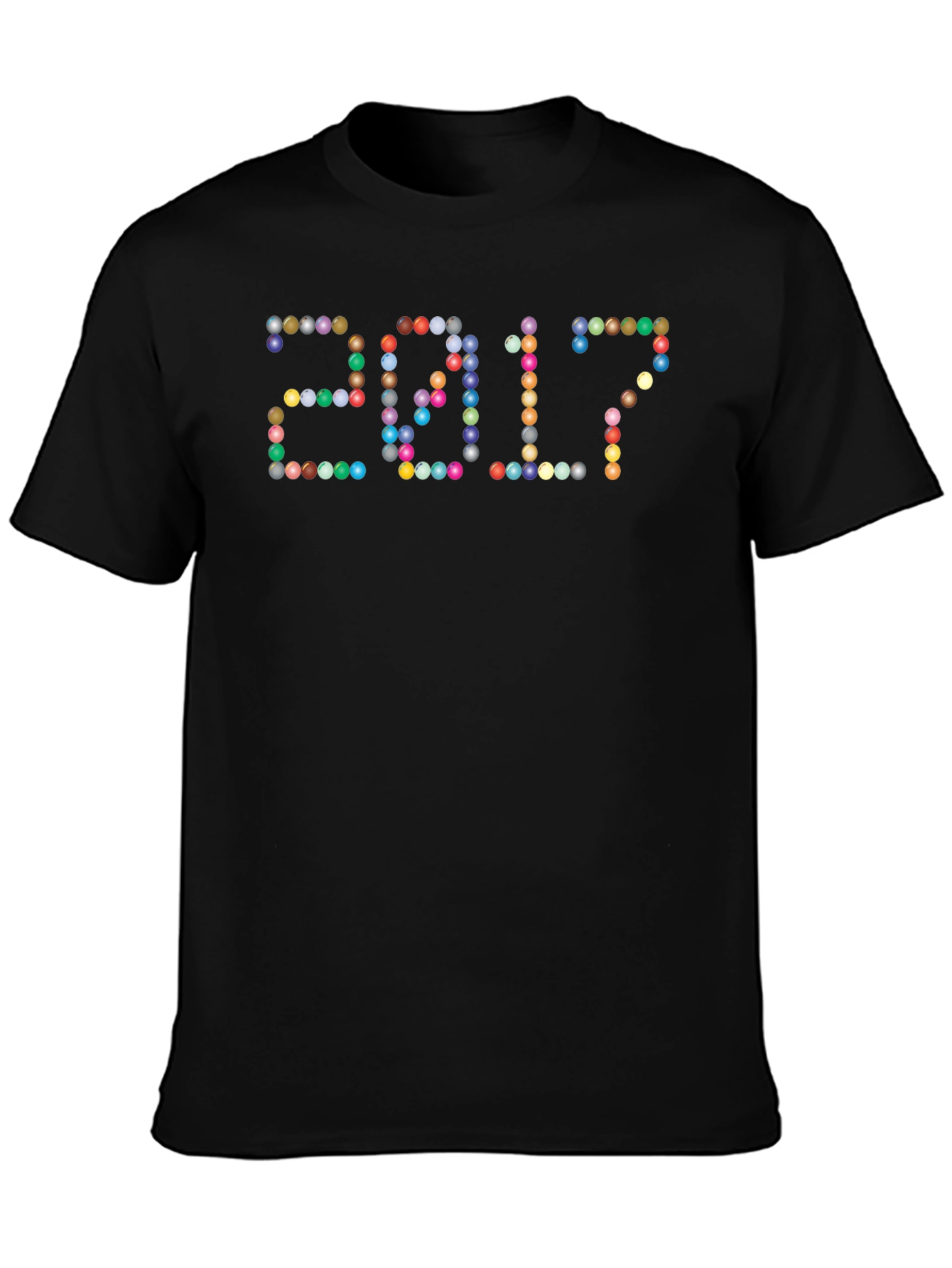 2017 Colorful Beads Black T-Shirt